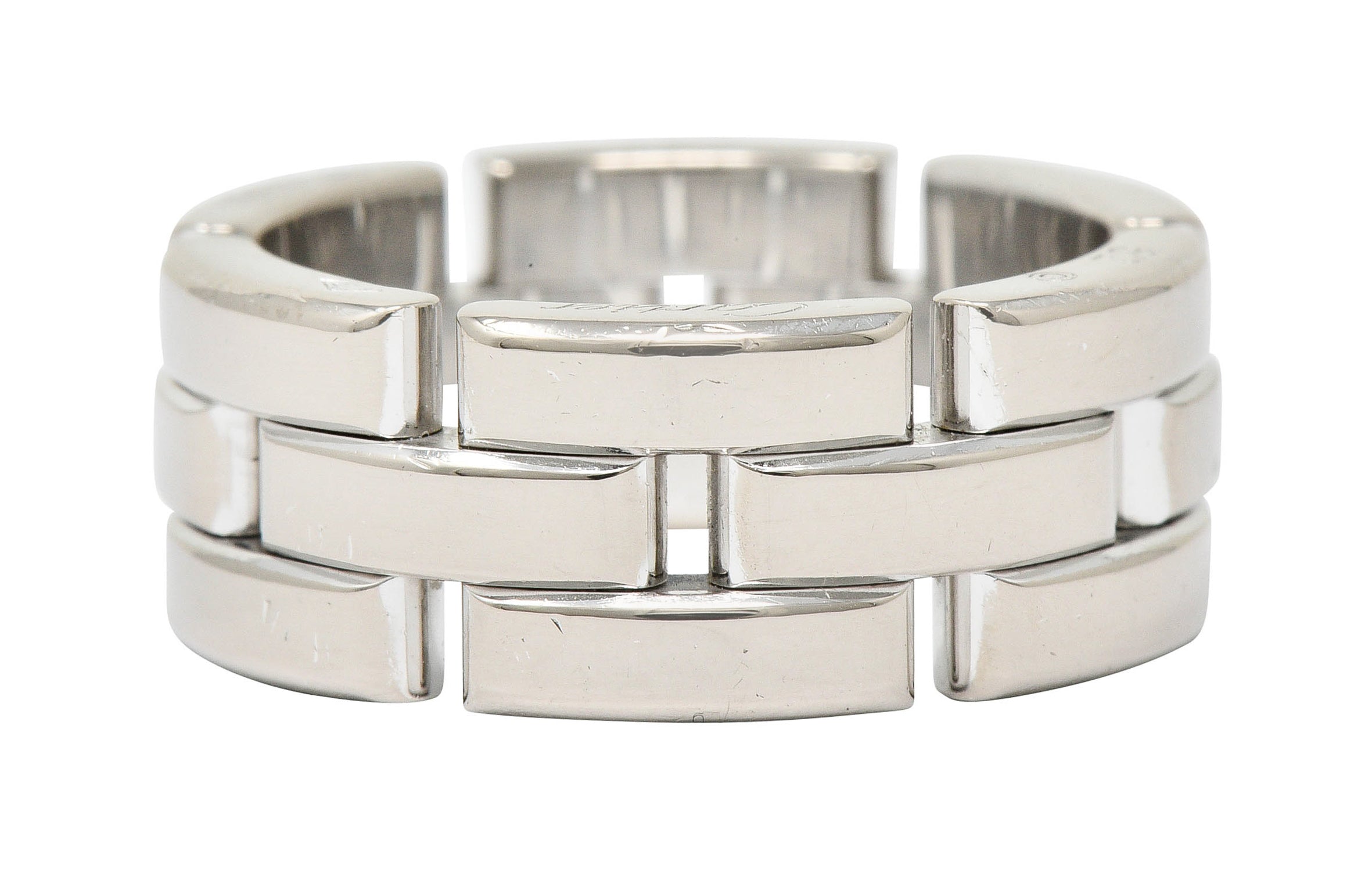 Cartier 18 Karat White Gold French Maillon Panthere Band RingRing - Wilson's Estate Jewelry