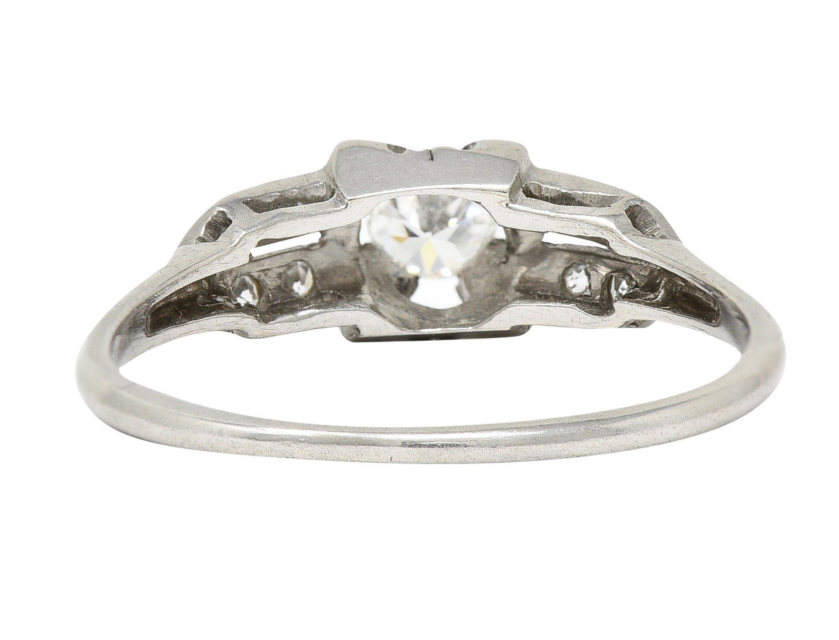 Art Deco 0.37 CTW Diamond Platinum Pyramidal Antique Engagement Ring Wilson's Estate Jewelry