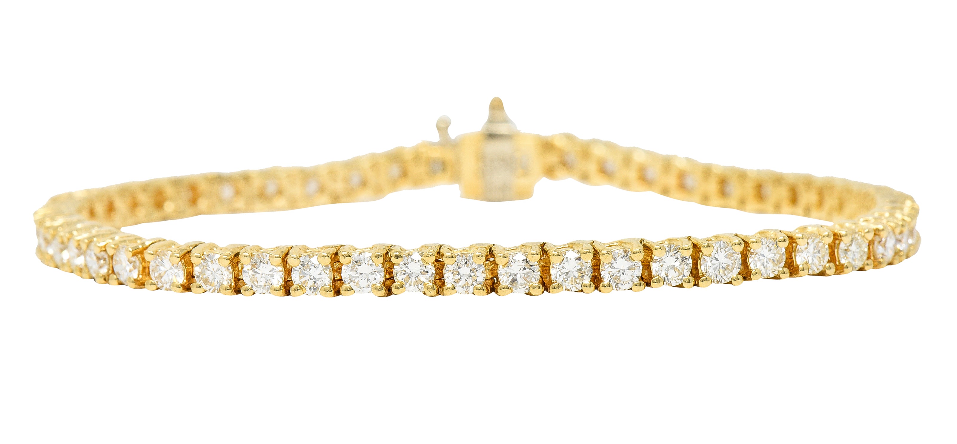 Vintage 5.00 CTW Diamond 14 Karat Yellow Gold Vintage Tennis Bracelet Wilson's Estate Jewelry