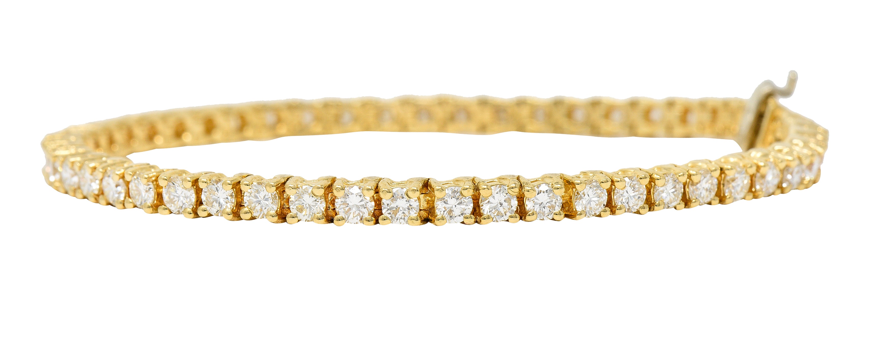 Vintage 5.00 CTW Diamond 14 Karat Yellow Gold Vintage Tennis Bracelet Wilson's Estate Jewelry