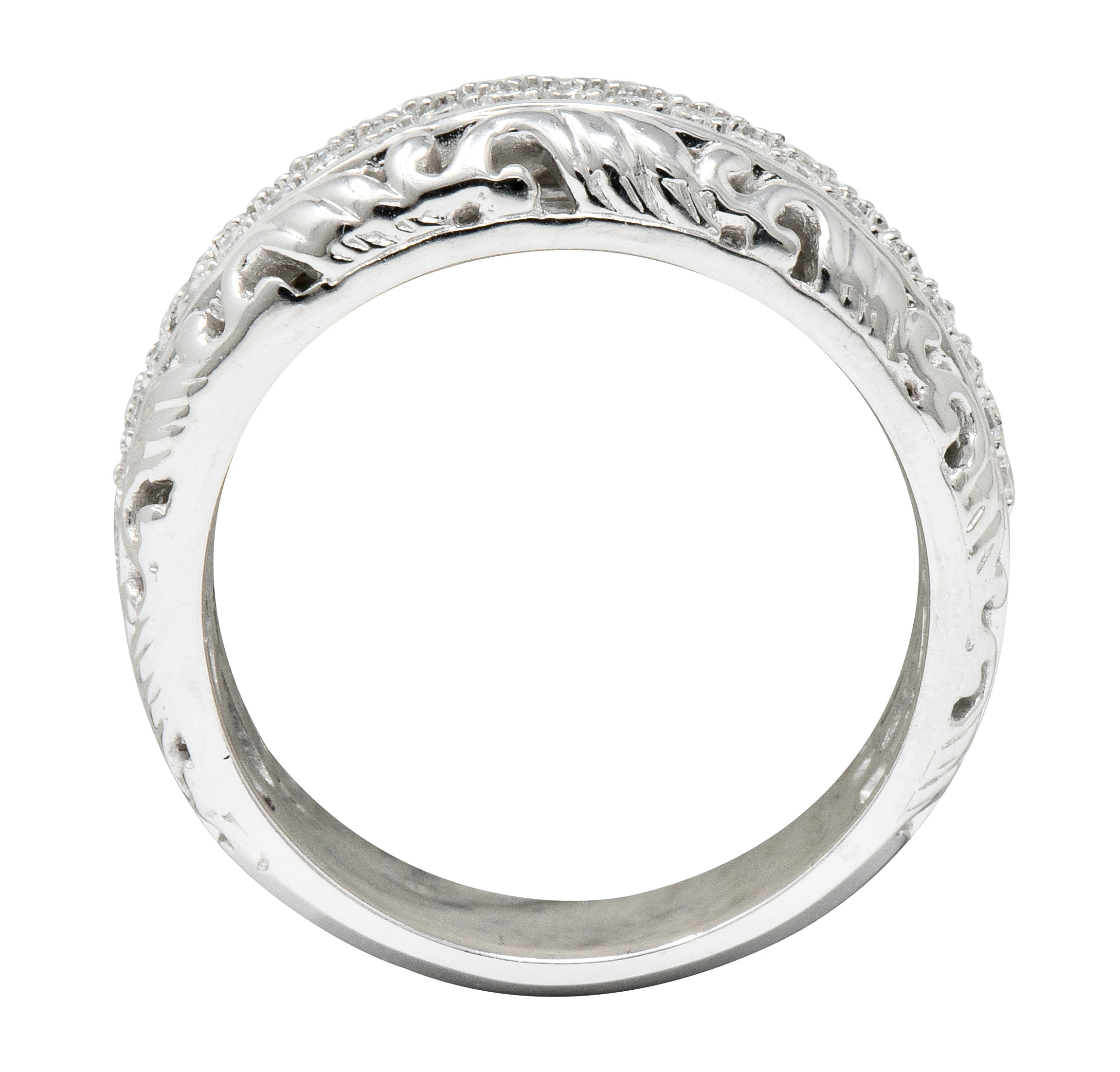 Contemporary 1.00 CTW Diamond 14 Karat White Gold Unisex Band Ring - Wilson's Estate Jewelry