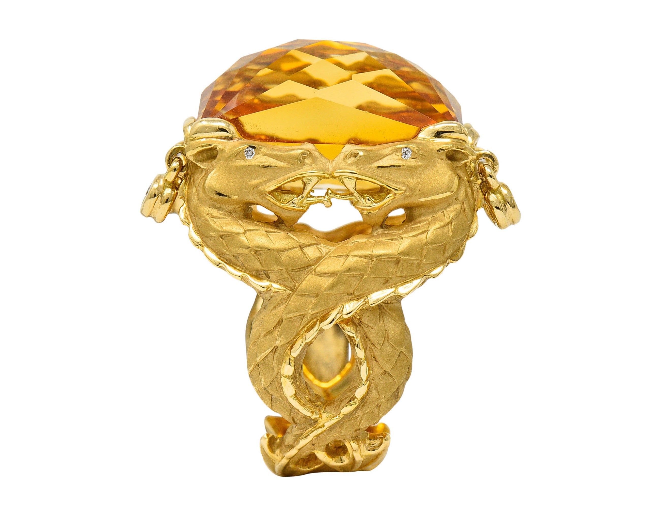 Carrera Y Carrera Citrine Diamond 18 Karat Gold Nanking Dragon Statement RingRing - Wilson's Estate Jewelry