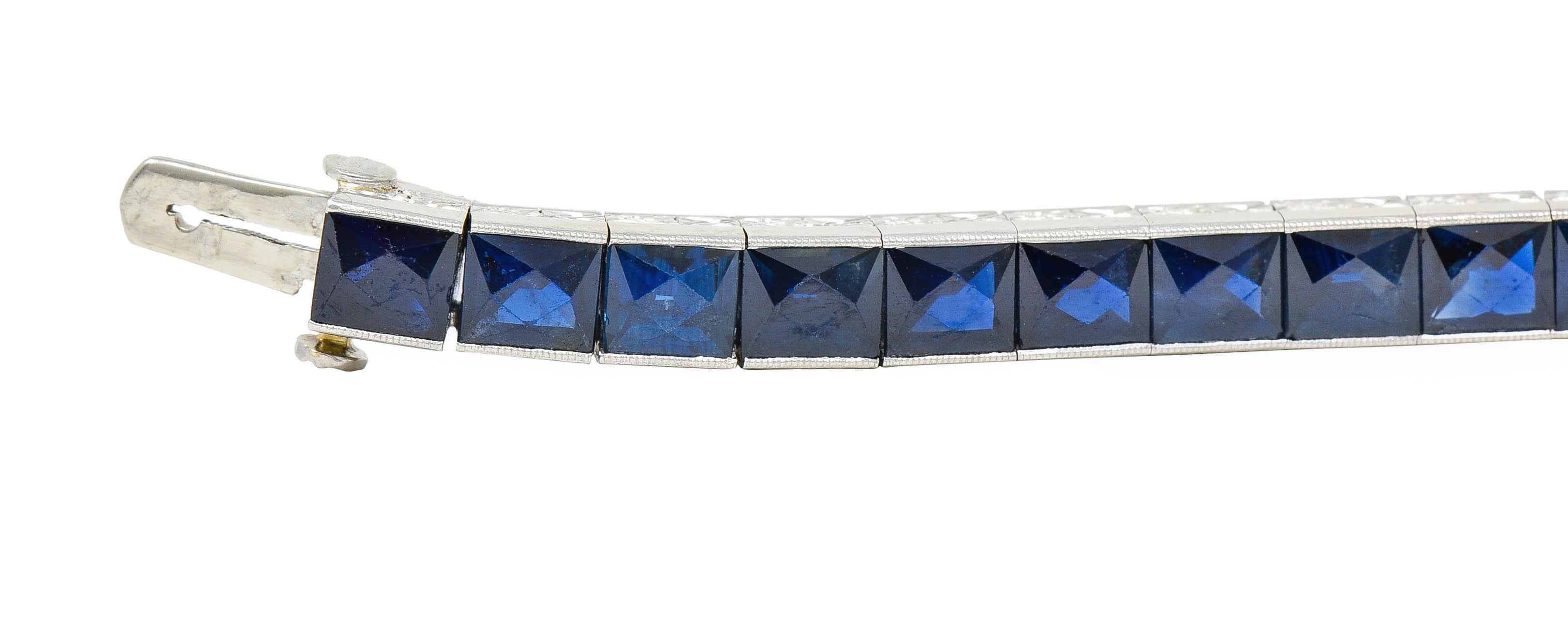 Art Deco 14.00 CTW French Cut Sapphire Platinum Line Braceletbracelet - Wilson's Estate Jewelry