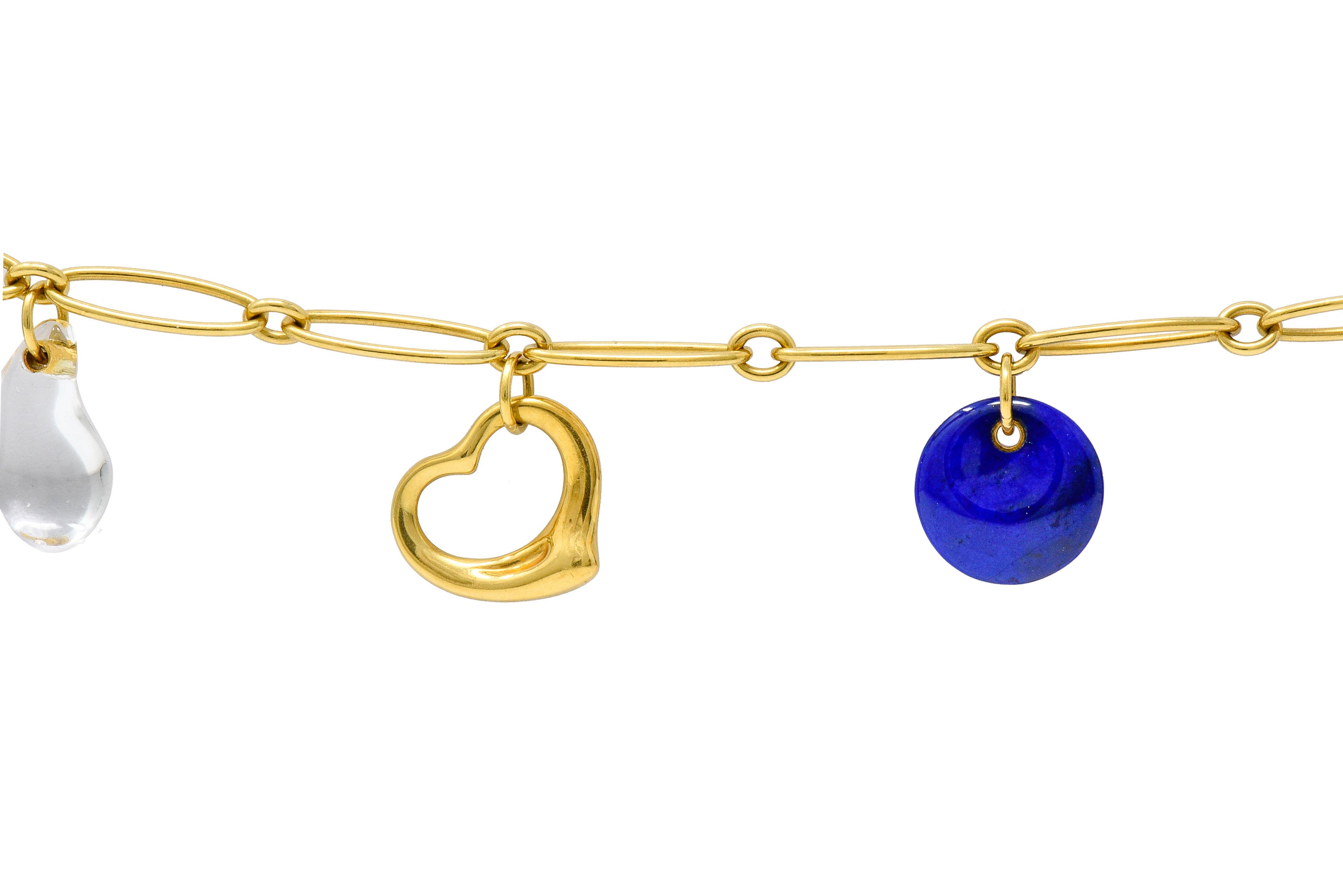 Elsa Peretti Tiffany & Co. 18 Karat Gold Five Charm Jade Lapis Crystal Icon Braceletbracelet - Wilson's Estate Jewelry