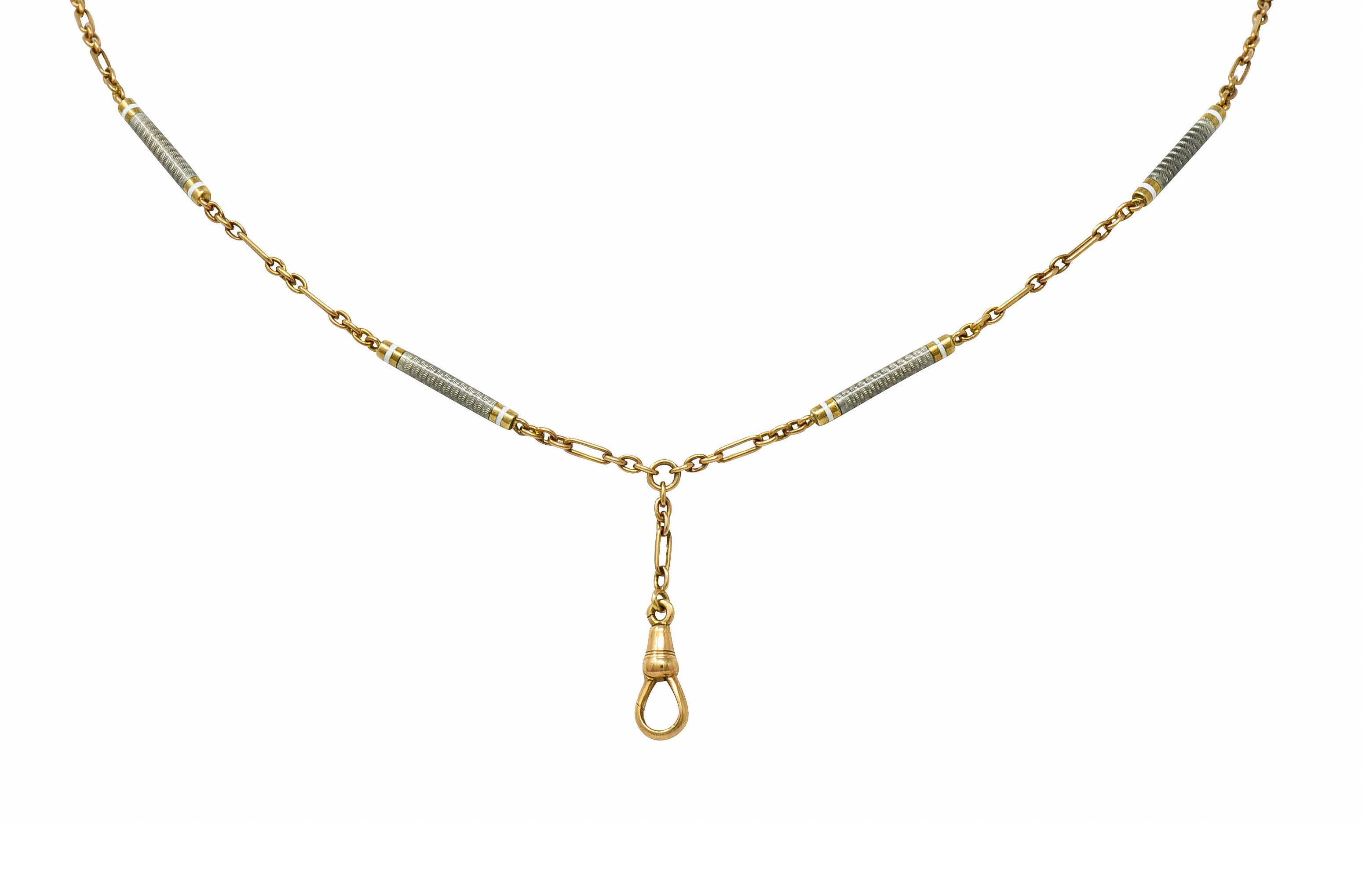 Carter & Gough Enamel 14 Karat Gold Barrel Link Chain NecklaceNecklace - Wilson's Estate Jewelry