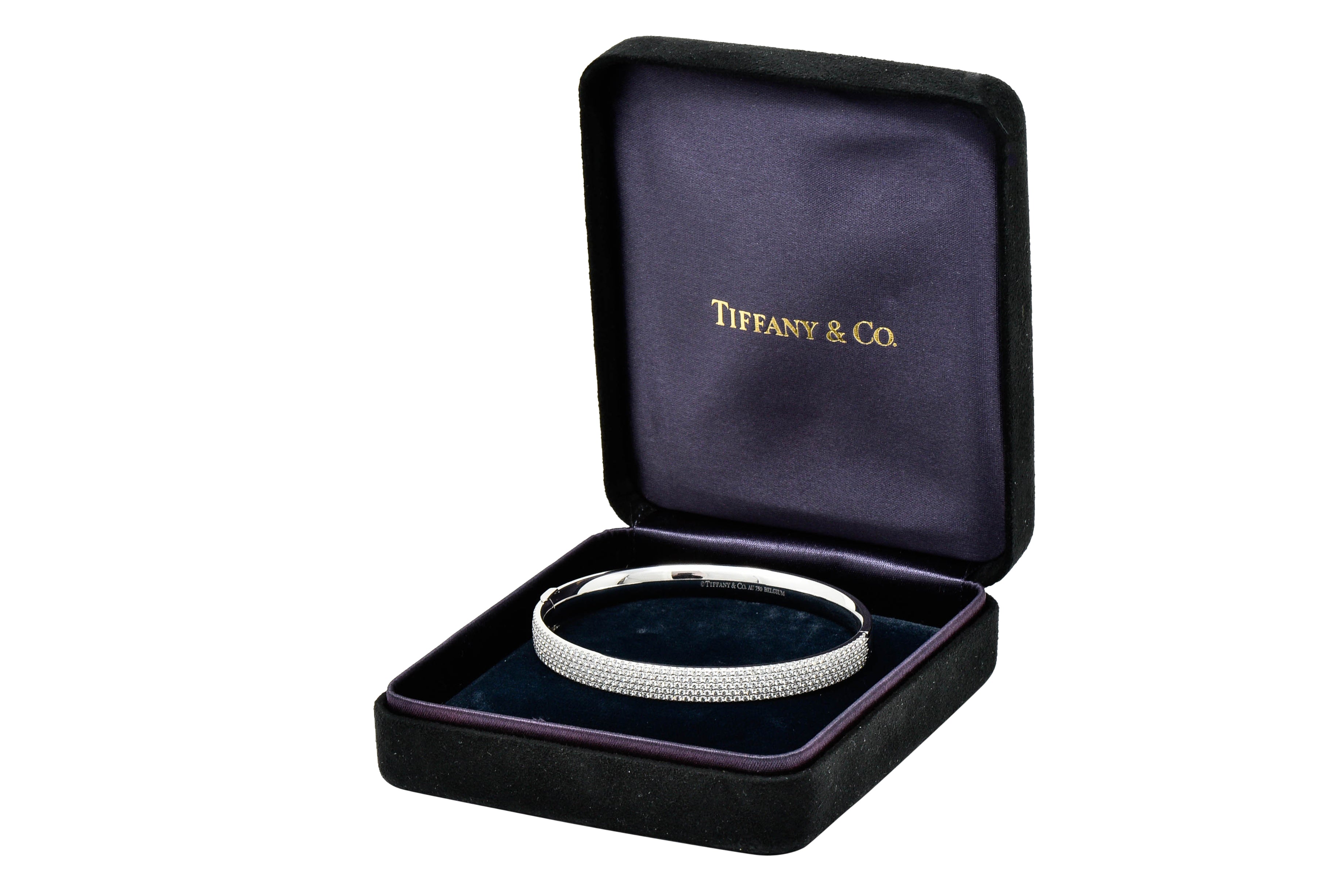 We-5978 Tiffany & Co. 4.96 CTW Pave Diamond 18 Karat White Gold Metro Bangle Braceletbracelet - Wilson's Estate Jewelry