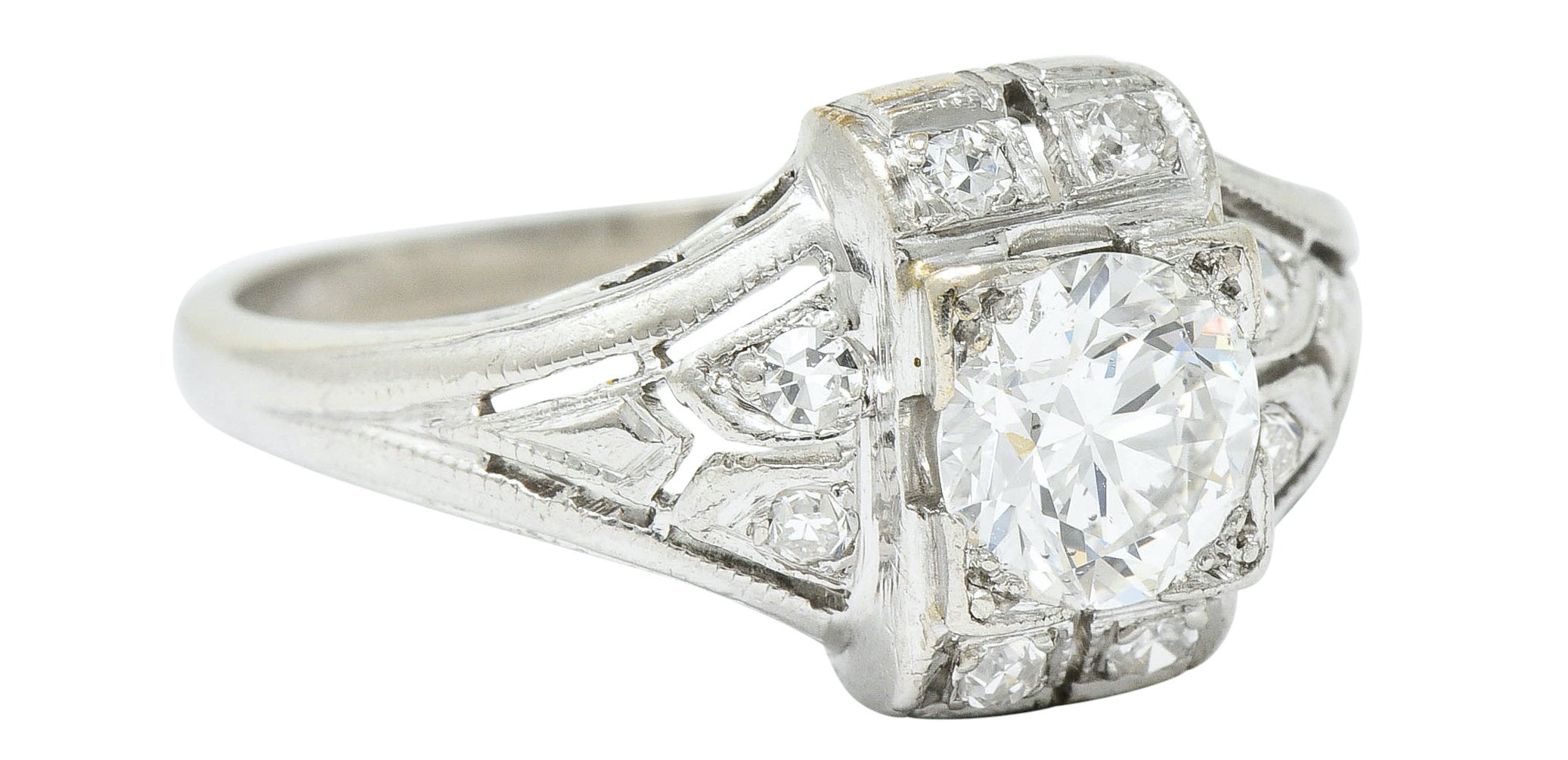 Art Deco 0.85 CTW Diamond Platinum Dinner Engagement RingRing - Wilson's Estate Jewelry