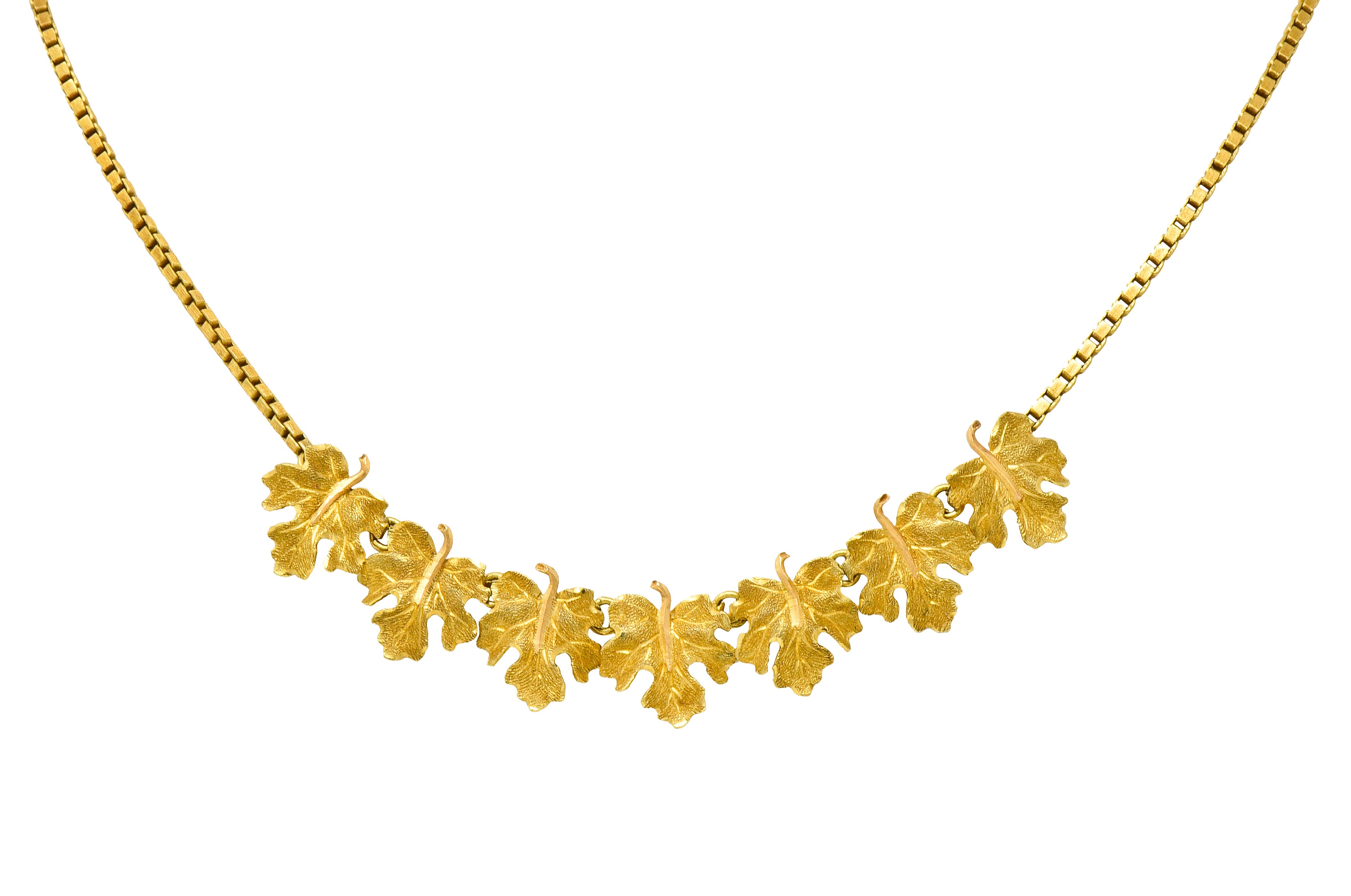 Buccellati 18 Karat Two-Tone Gold Italian Grape Leaf Necklace - Wilson's Estate Jewelry