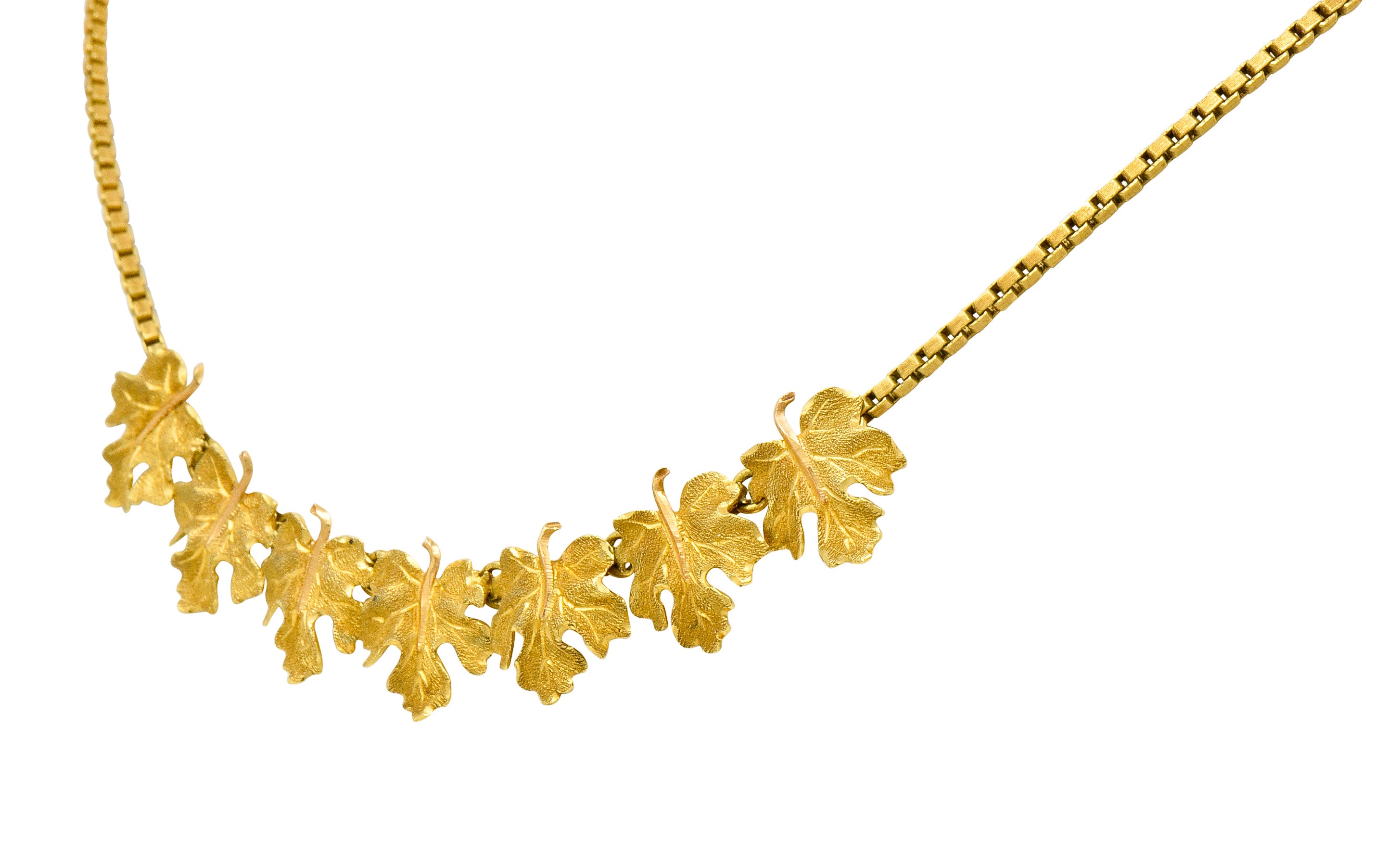 Buccellati 18 Karat Two-Tone Gold Italian Grape Leaf Necklace - Wilson's Estate Jewelry