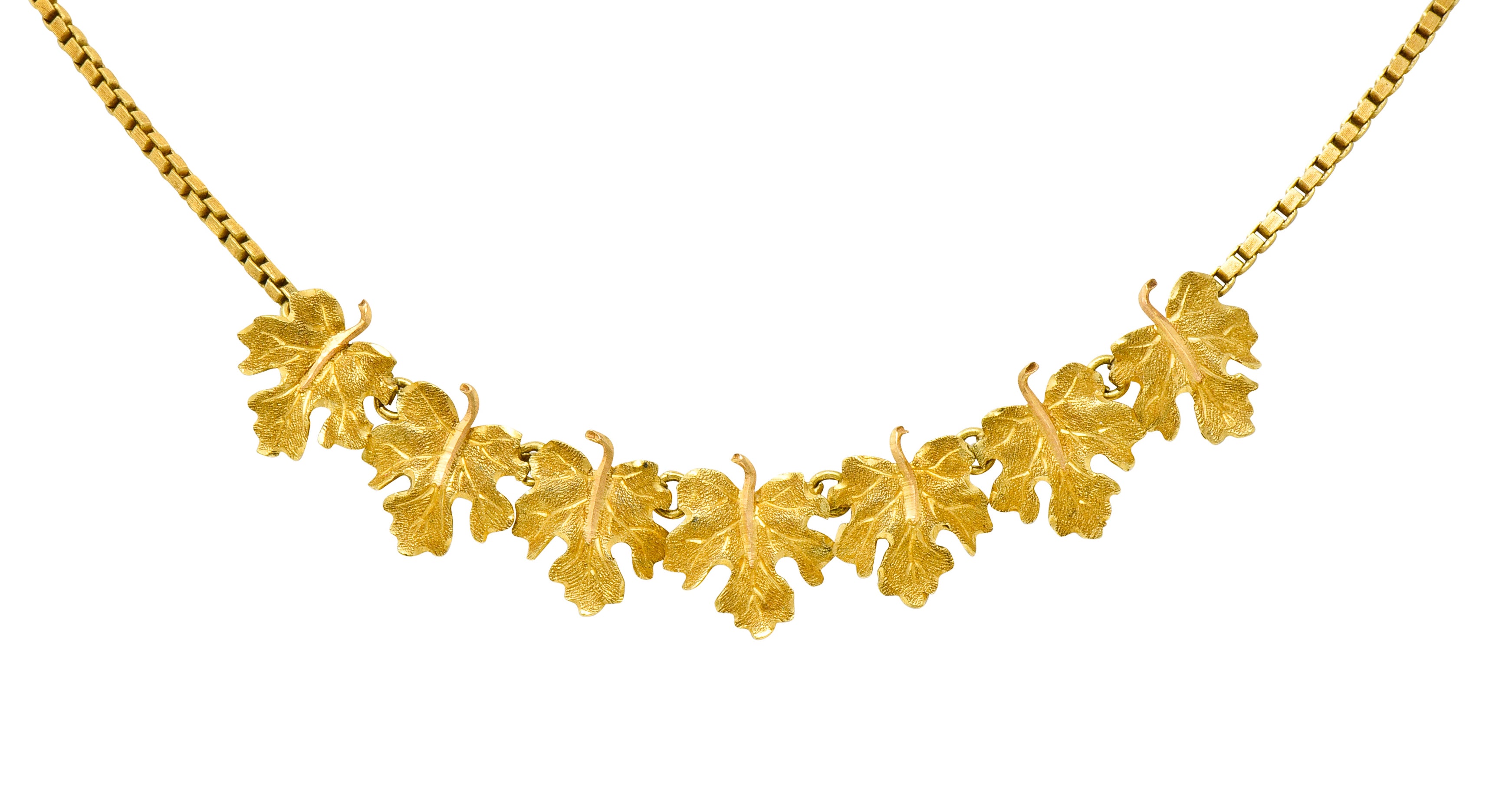 Buccellati 18 Karat Two-Tone Gold Italian Grape Leaf Necklace - Wilson's Estate Jewelry