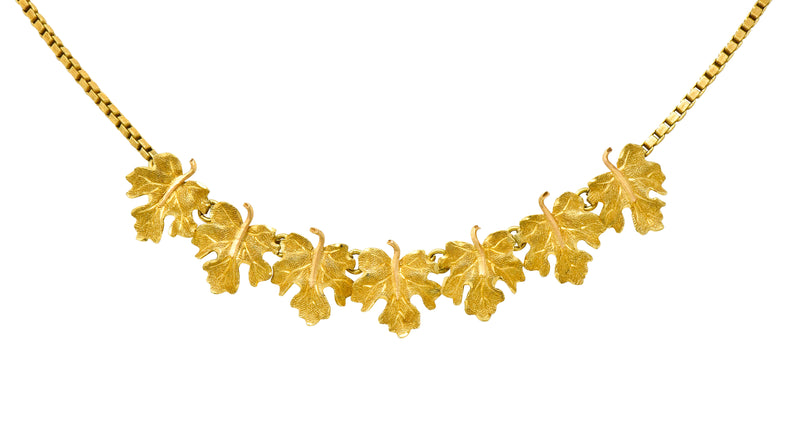 Buccellati 18 Karat Two-Tone Gold Italian Grape Leaf Necklace