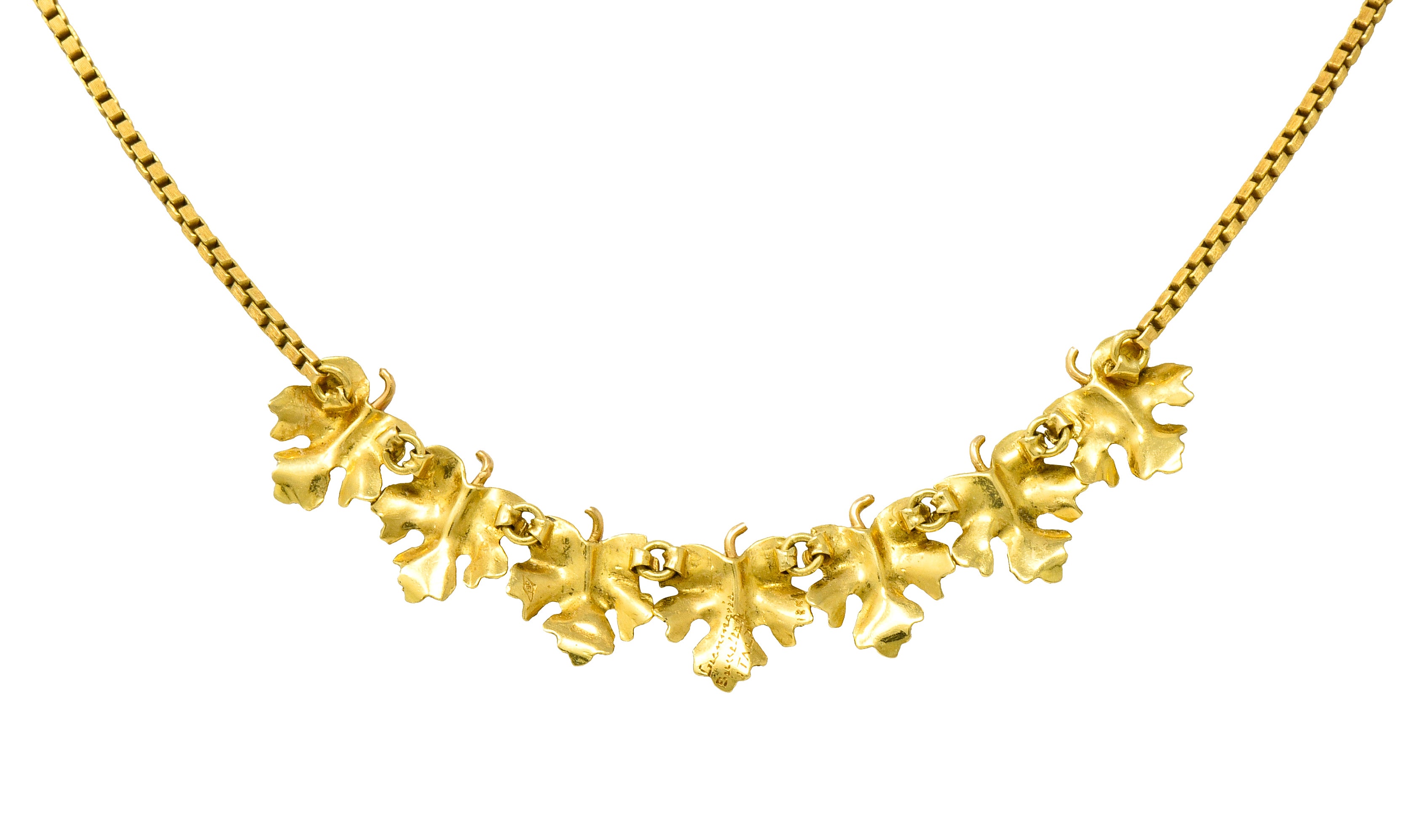 Buccellati 18 Karat Two-Tone Gold Italian Grape Leaf Necklace - Wilson's Estate Jewelry