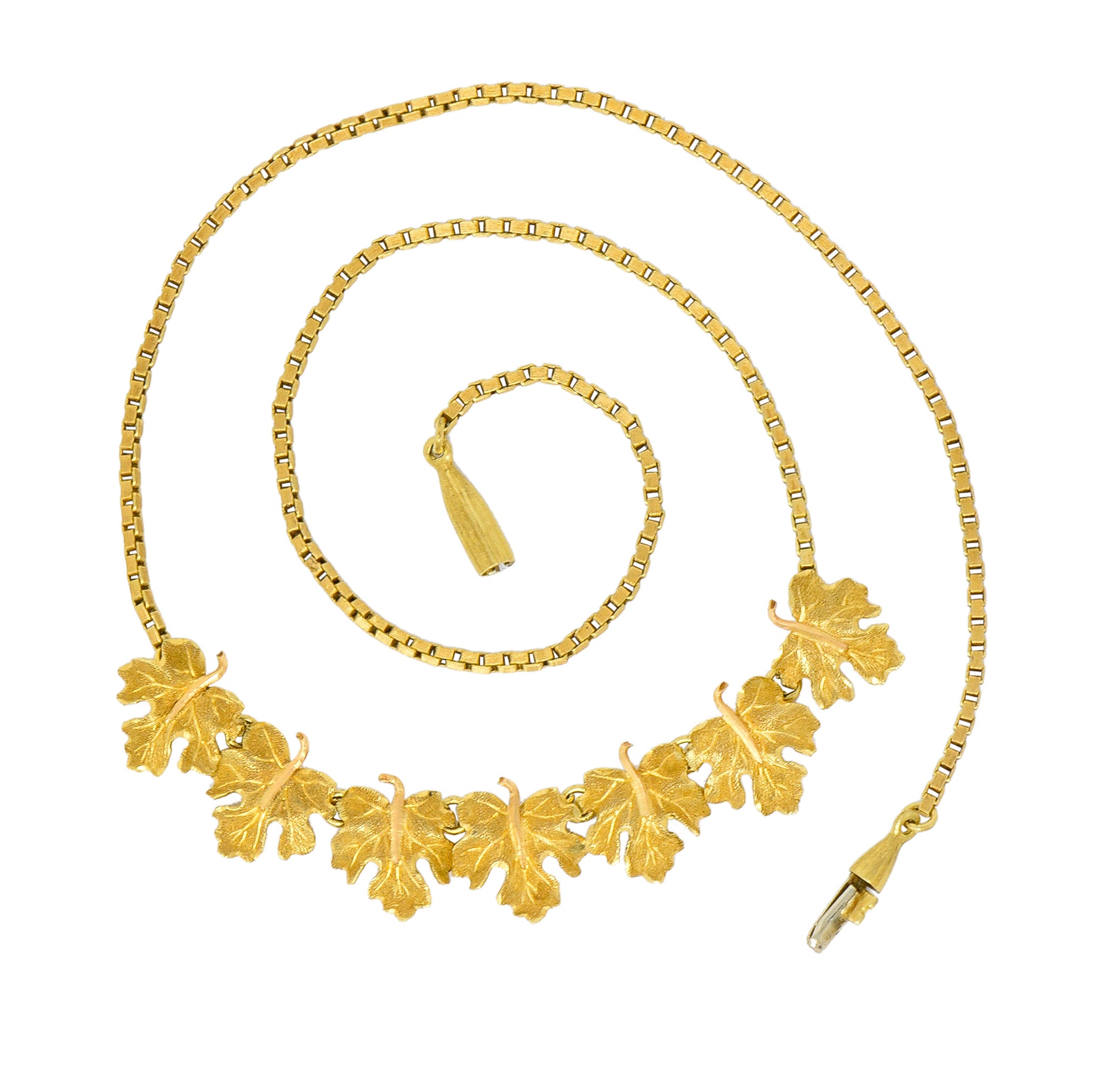 Buccellati 18 Karat Two-Tone Gold Italian Grape Leaf Necklace - Wilson's Estate Jewelry