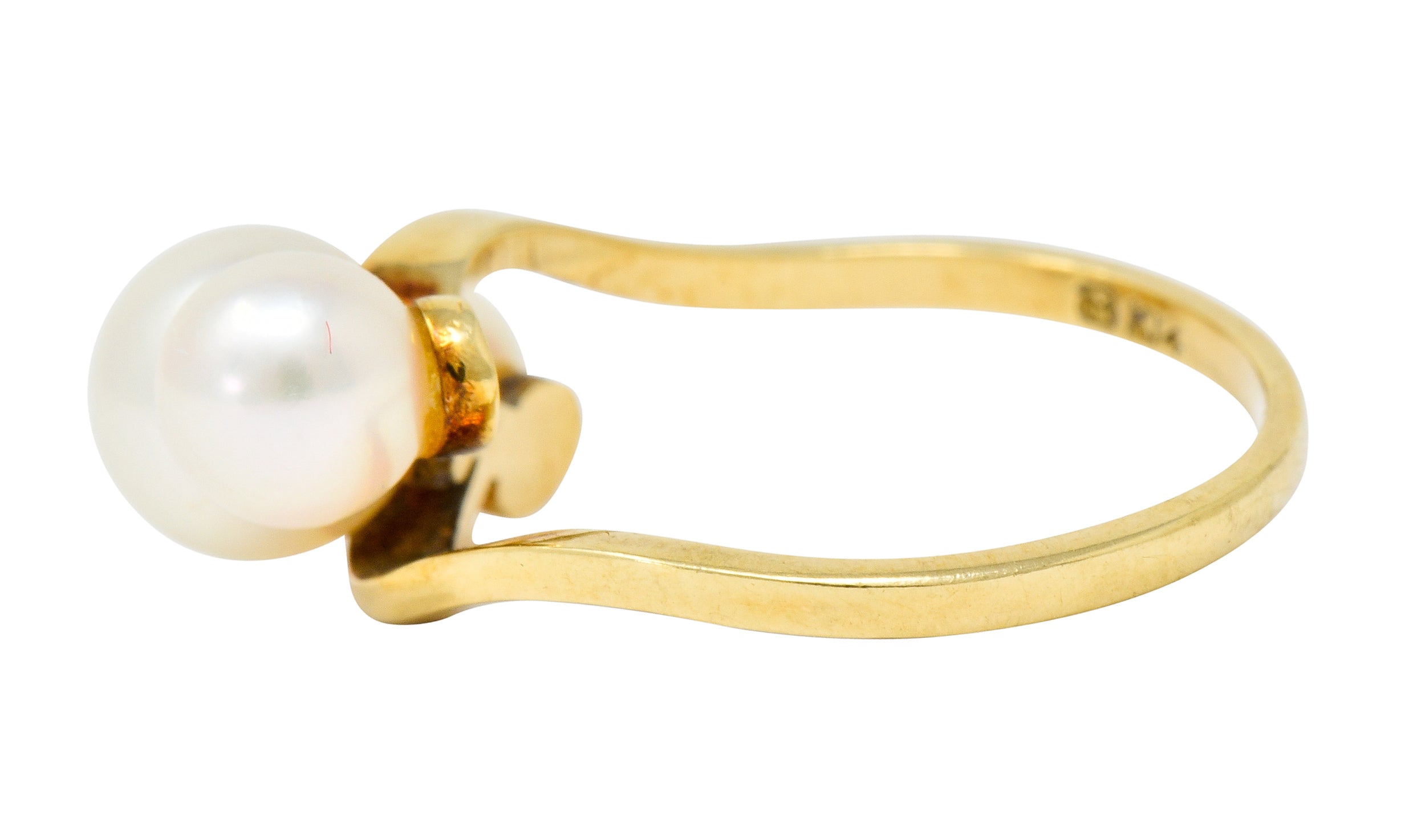 Mikimoto Vintage Cultured Pearl 14 Karat Gold Three Stone Ring - Wilson's Estate Jewelry