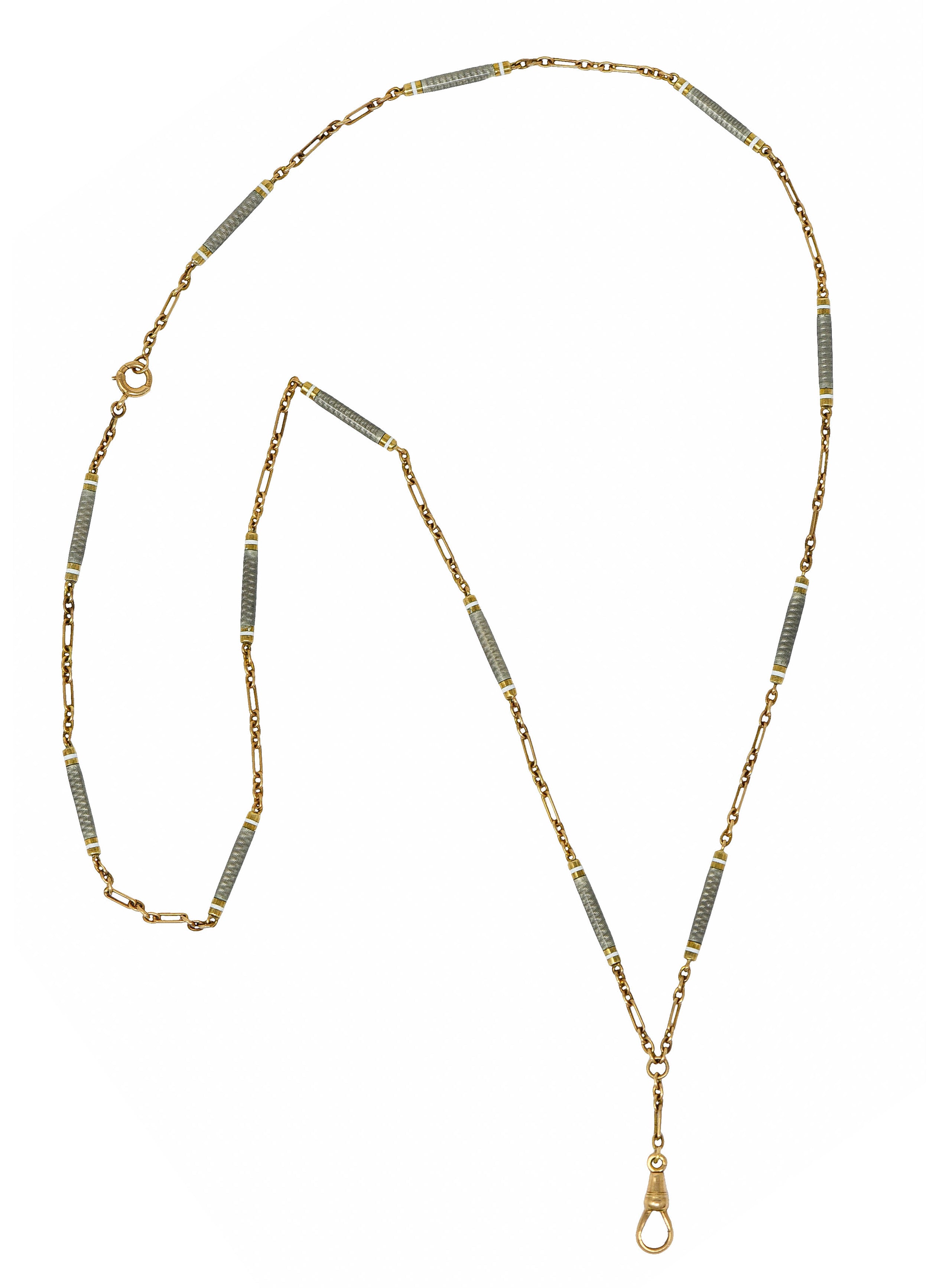 Carter & Gough Enamel 14 Karat Gold Barrel Link Chain NecklaceNecklace - Wilson's Estate Jewelry