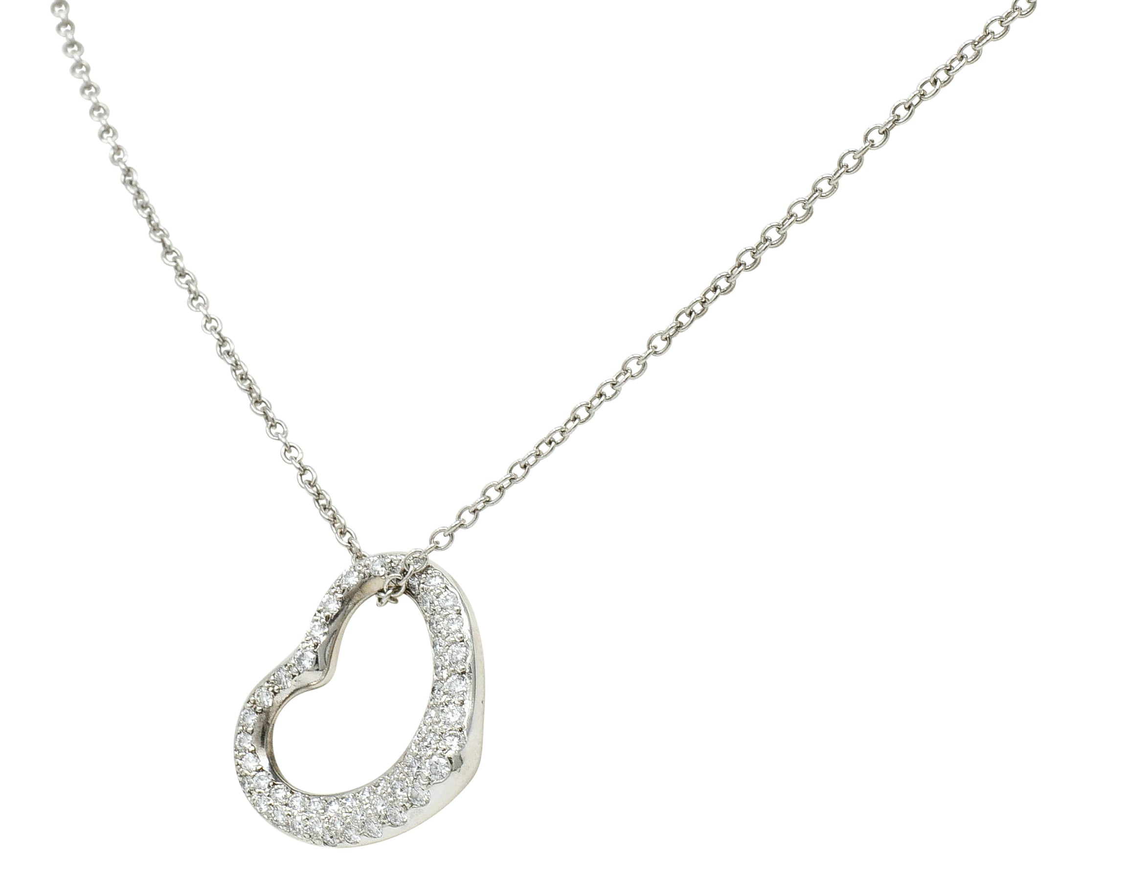 Elsa Peretti Tiffany & Co. 1.00 CTW Diamond Platinum 22MM Open Heart Pendant NecklaceNecklace - Wilson's Estate Jewelry