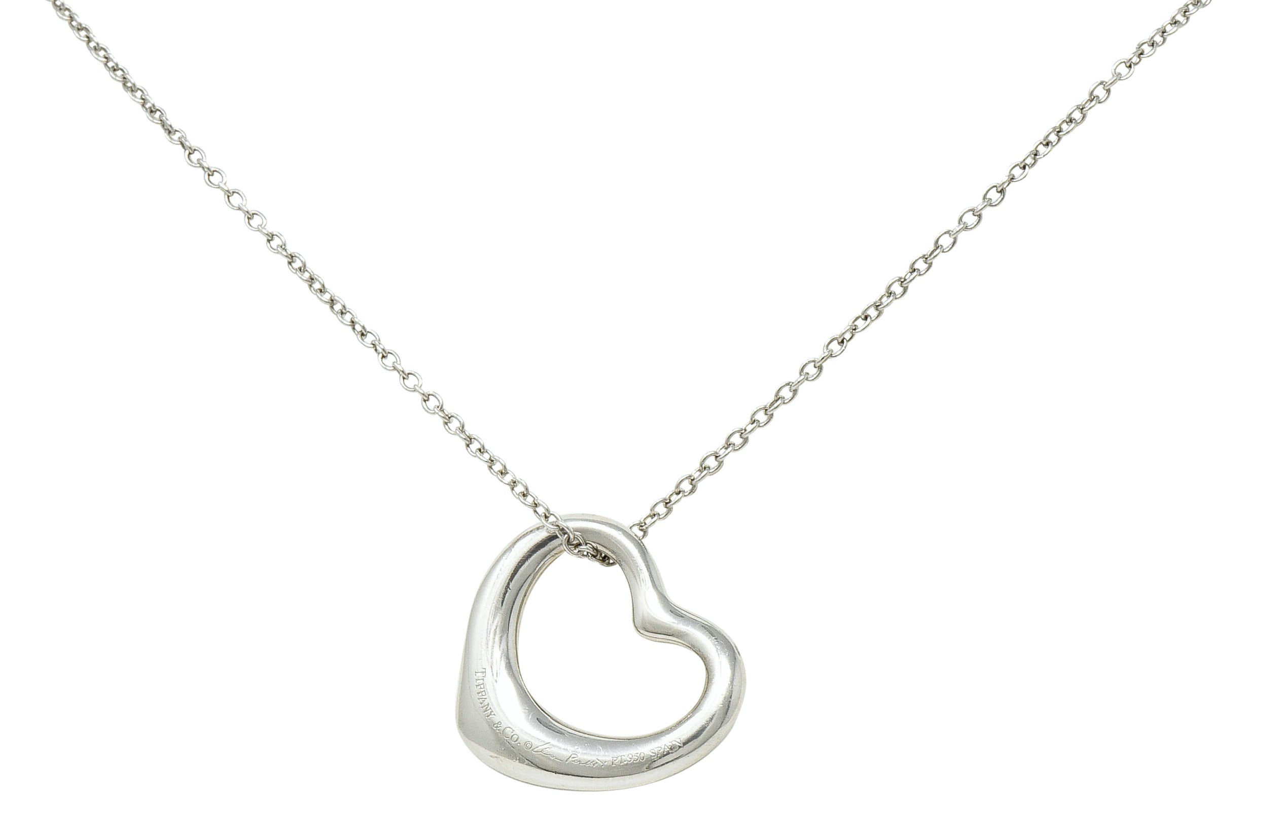 Elsa Peretti Tiffany & Co. 1.00 CTW Diamond Platinum 22MM Open Heart Pendant NecklaceNecklace - Wilson's Estate Jewelry