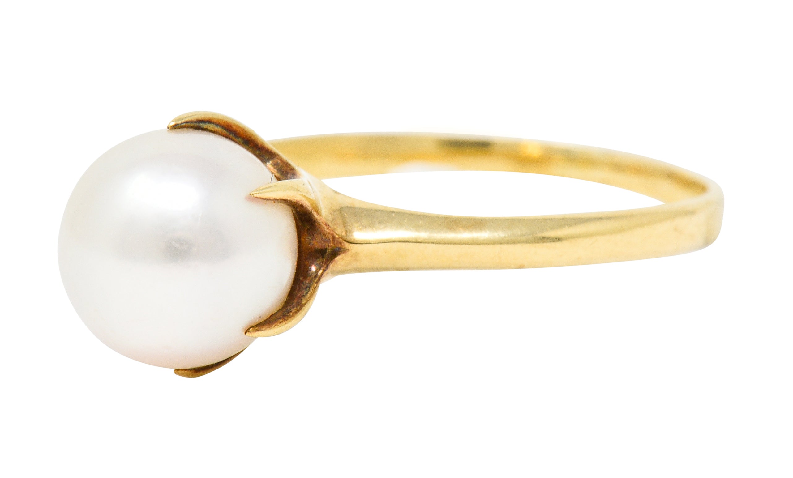 Mikimoto Vintage Cultured Pearl 14 Karat Gold Solitaire Ring - Wilson's Estate Jewelry