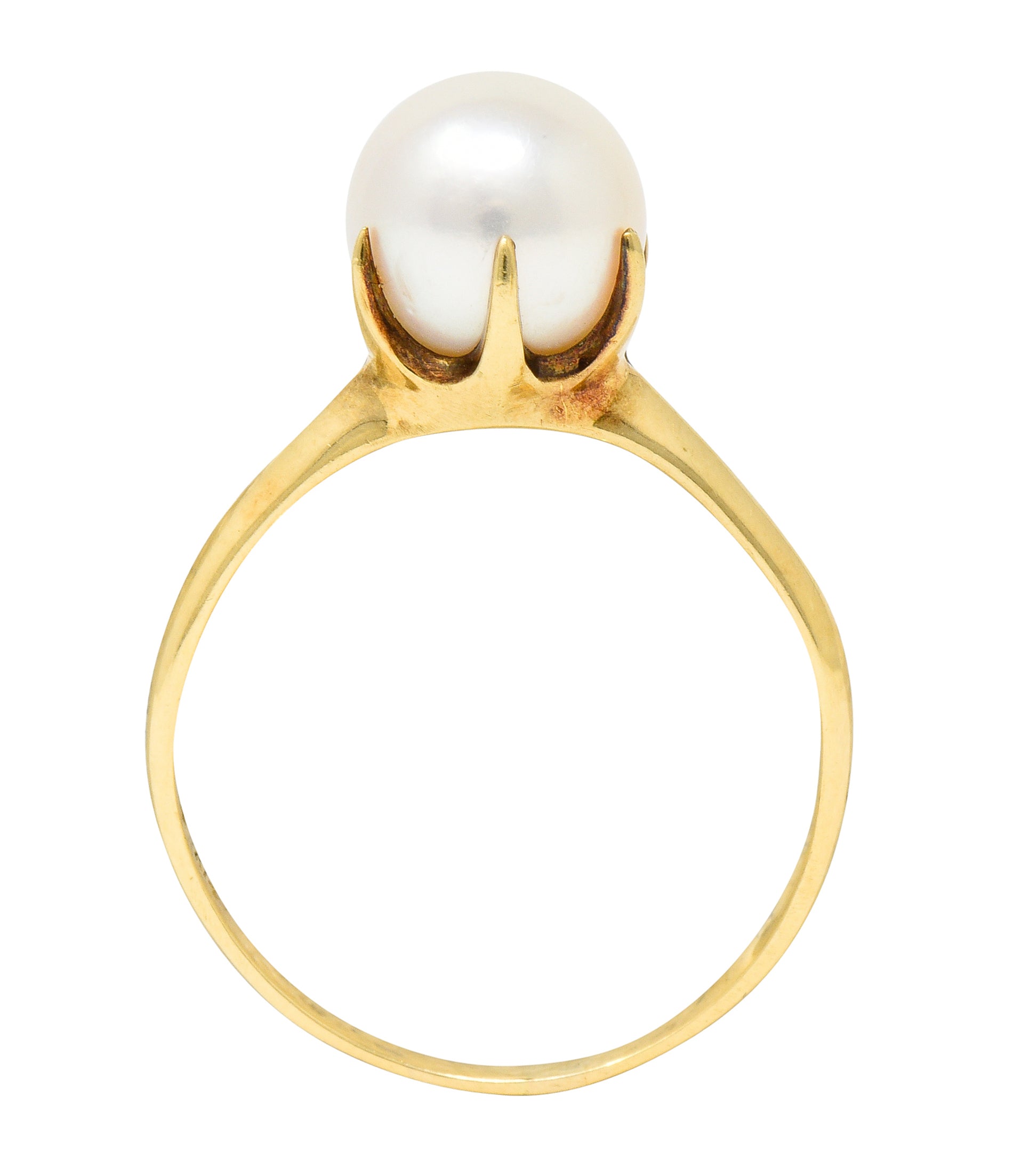 Mikimoto Vintage Cultured Pearl 14 Karat Gold Solitaire Ring - Wilson's Estate Jewelry