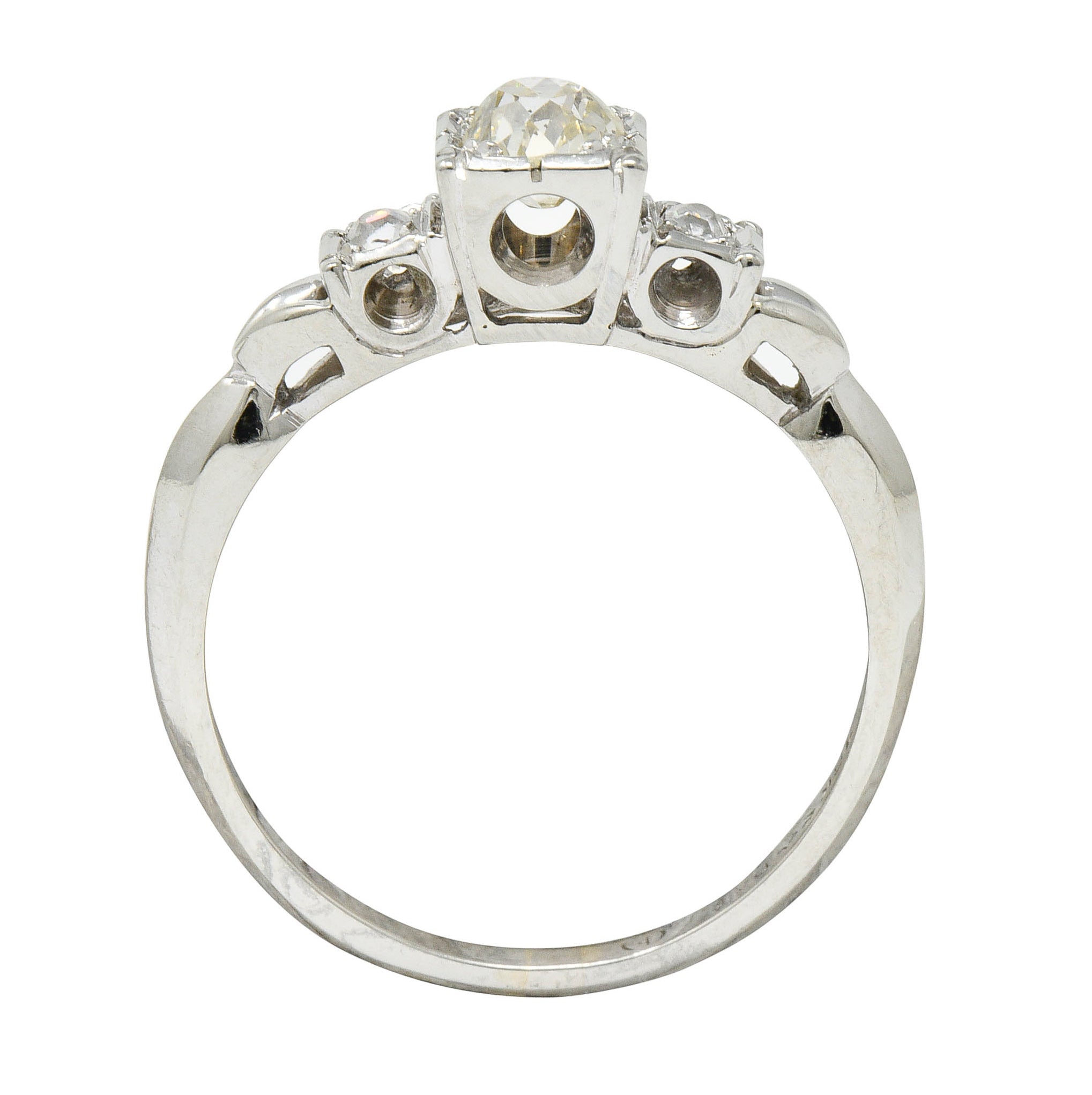 W.J. Harbor Co. Retro 0.64 CTW Diamond 18 Karat White Gold Engagement RingRing - Wilson's Estate Jewelry