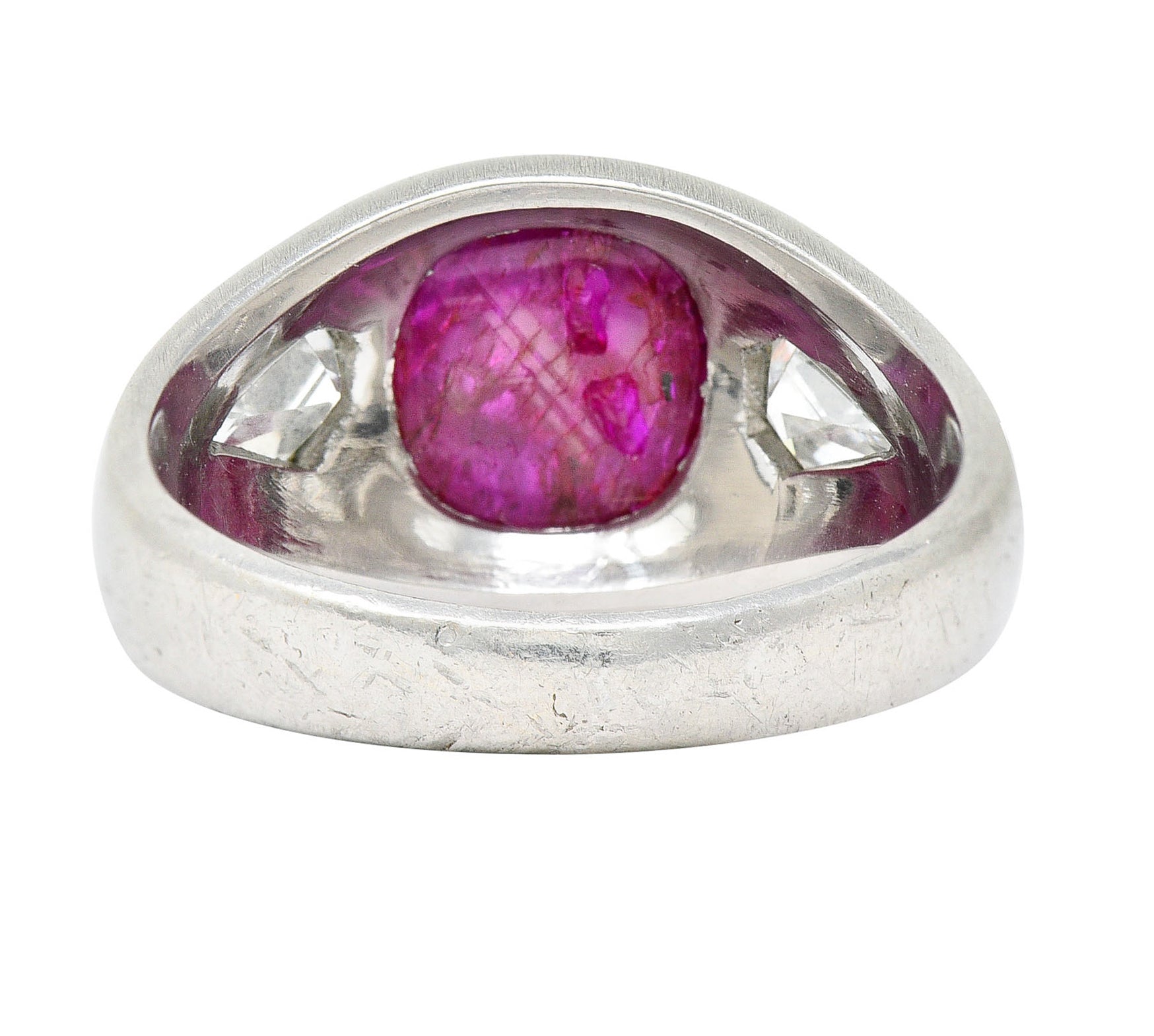 Mid-Century 5.75 CTW No Heat Burmese Ruby Diamond Platinum Unisex Band Ring GIARing - Wilson's Estate Jewelry