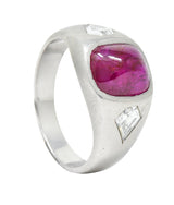 Mid-Century 5.75 CTW No Heat Burmese Ruby Diamond Platinum Unisex Band Ring GIARing - Wilson's Estate Jewelry