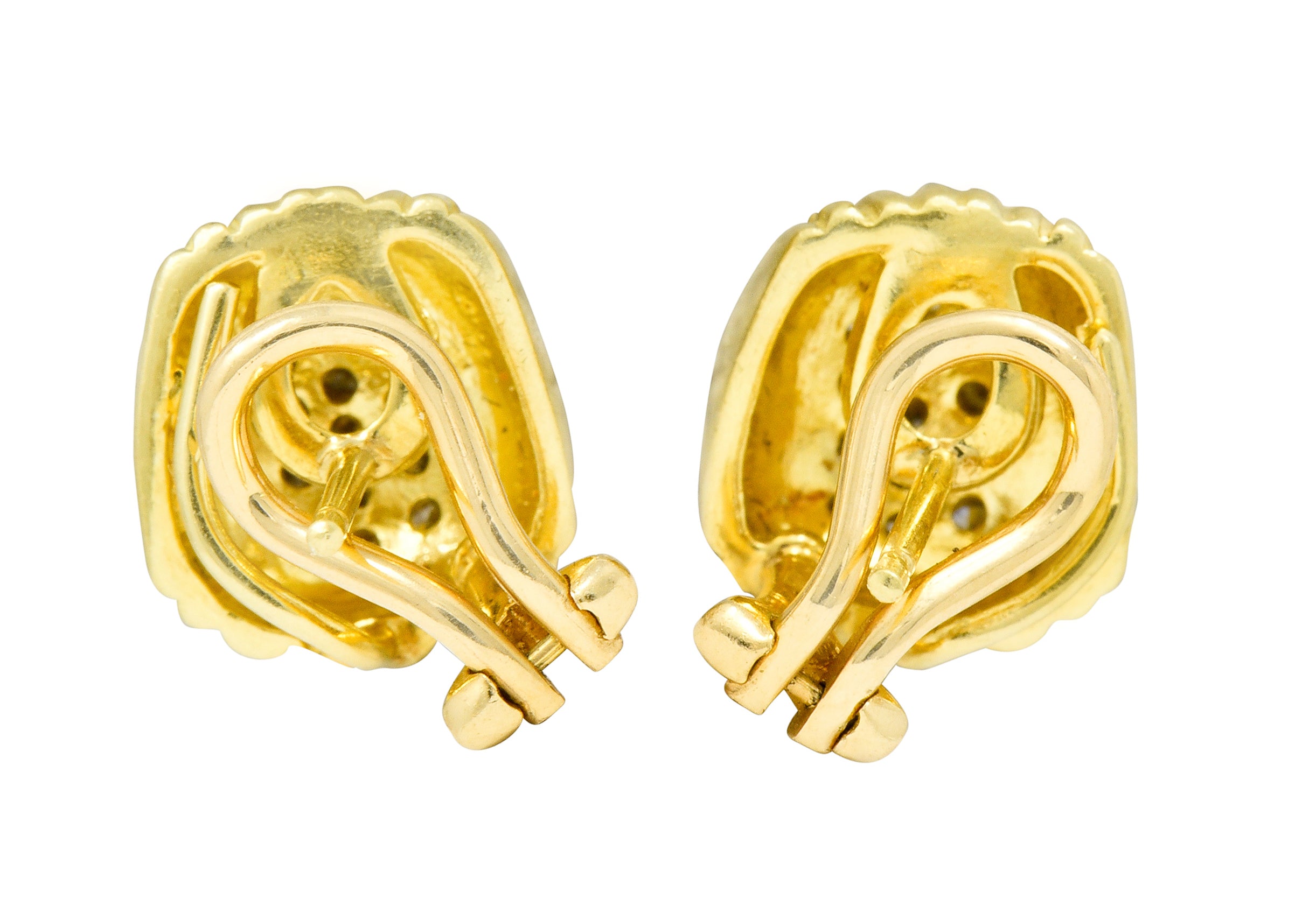 Judith Ripka Contemporary 0.80 CTW Diamond 18 Karat Gold Pave Huggie Earrings - Wilson's Estate Jewelry