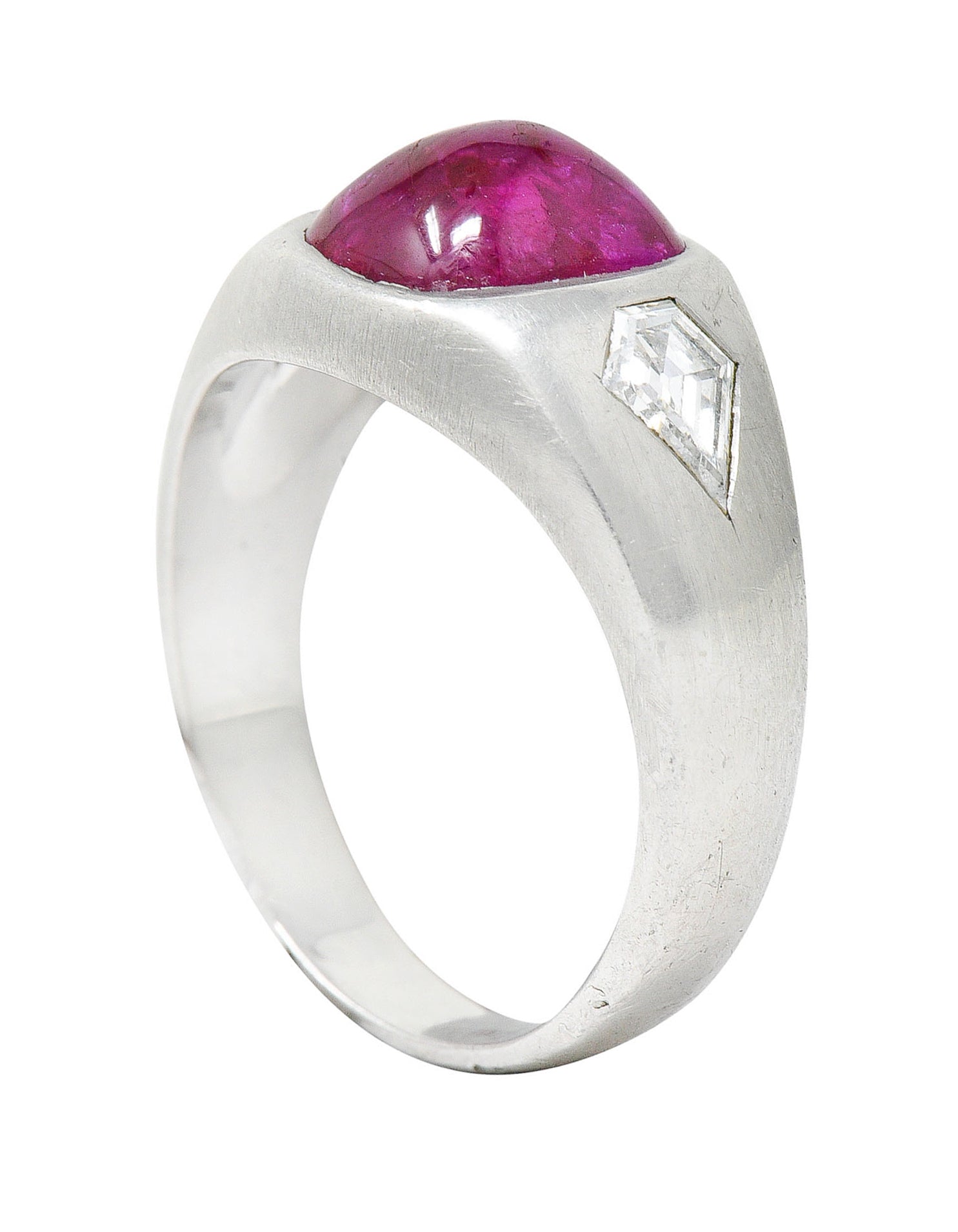 Mid-Century 5.75 CTW No Heat Burmese Ruby Diamond Platinum Unisex Band Ring GIARing - Wilson's Estate Jewelry