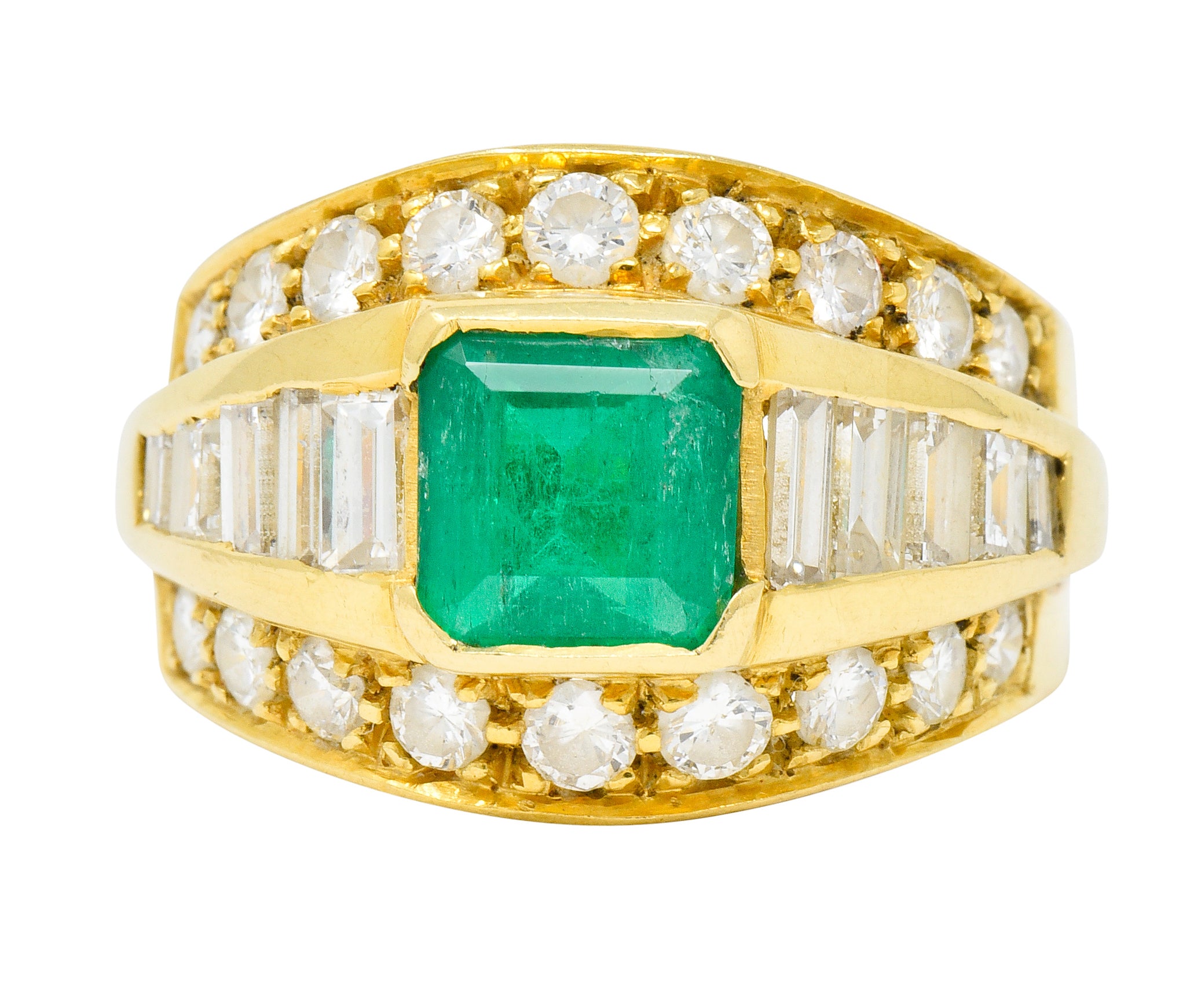 Vintage 2.60 CTW Emerald Diamond 18 Karat Gold Band Ring - Wilson's Estate Jewelry