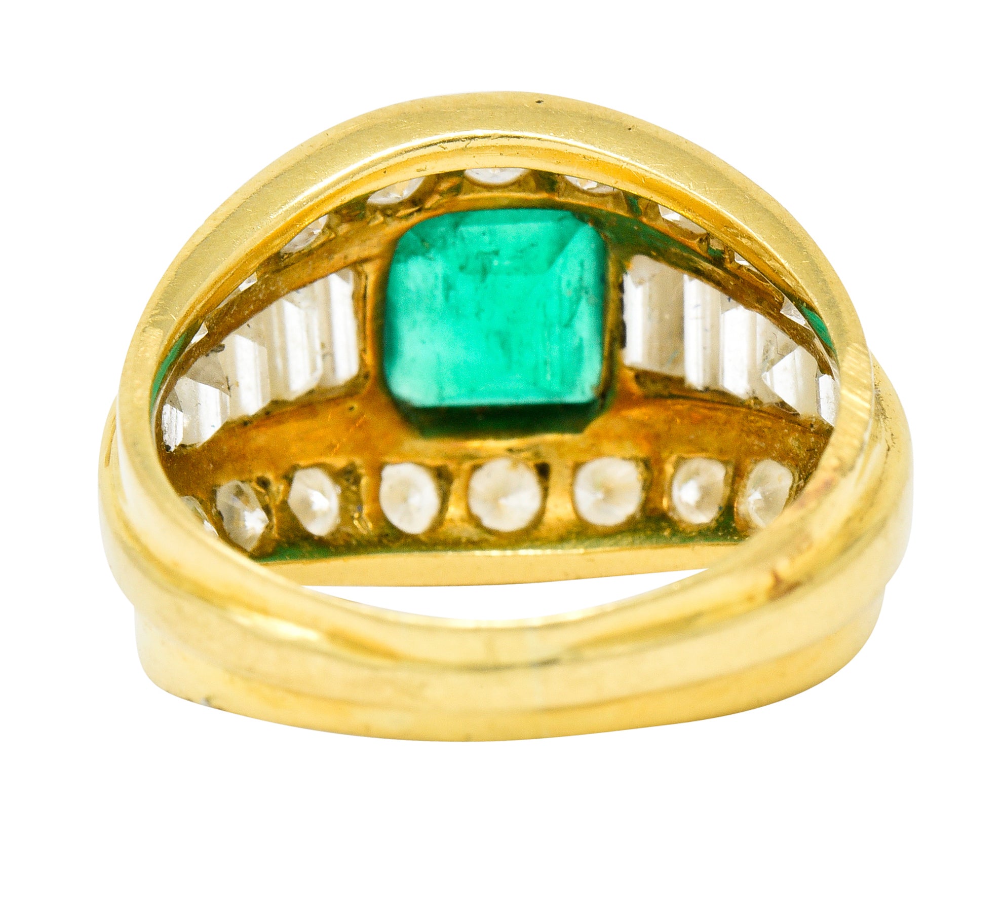 Vintage 2.60 CTW Emerald Diamond 18 Karat Gold Band Ring - Wilson's Estate Jewelry