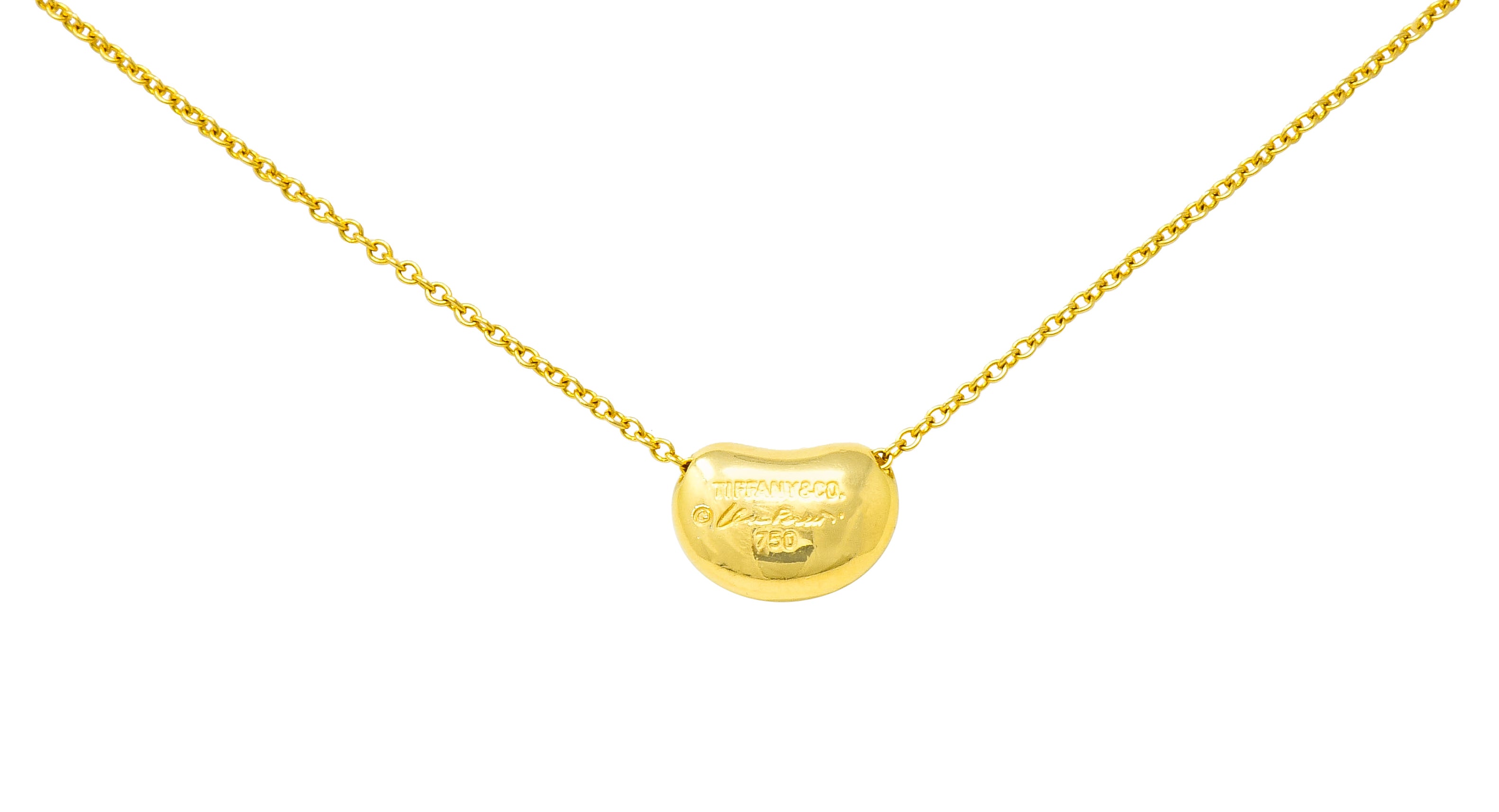 Elsa Peretti Tiffany & Co. 18 Karat Gold Iconic Bean Necklace - Wilson's Estate Jewelry