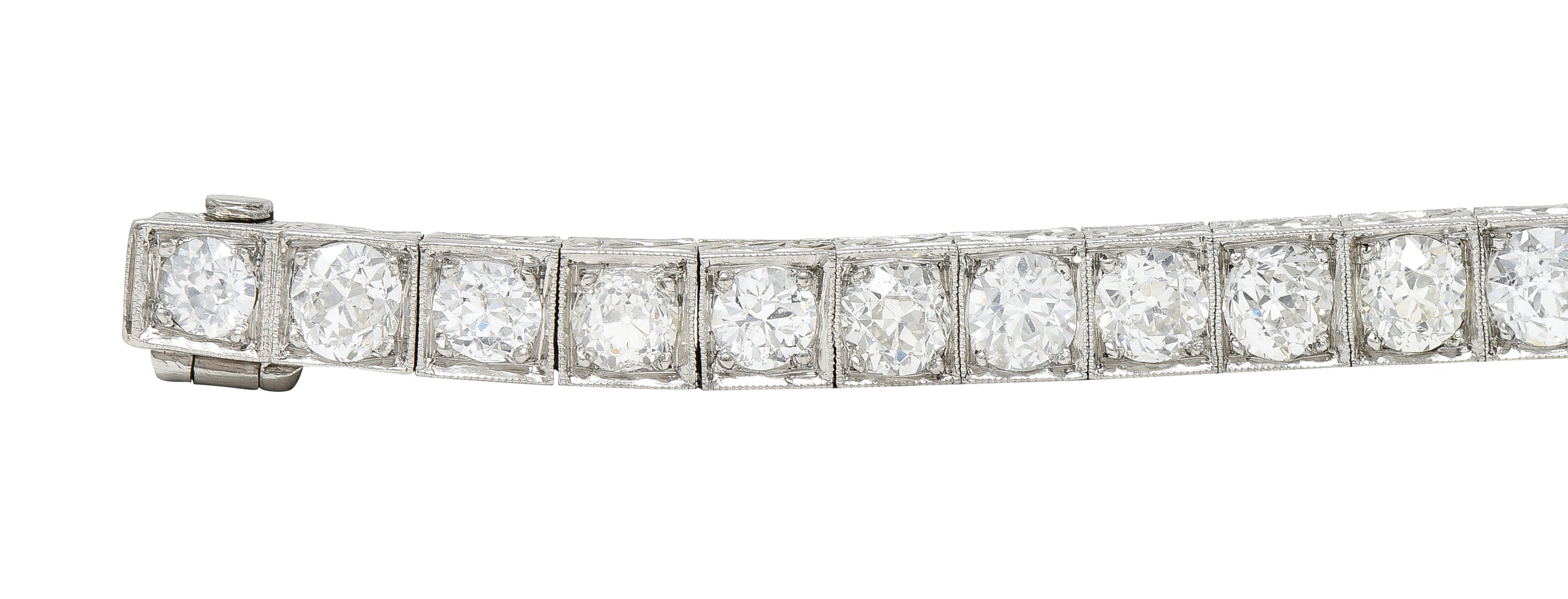 Art Deco 12.00 CTW Old Mine Diamond Platinum Line Bracelet Wilson's Estate Jewelry