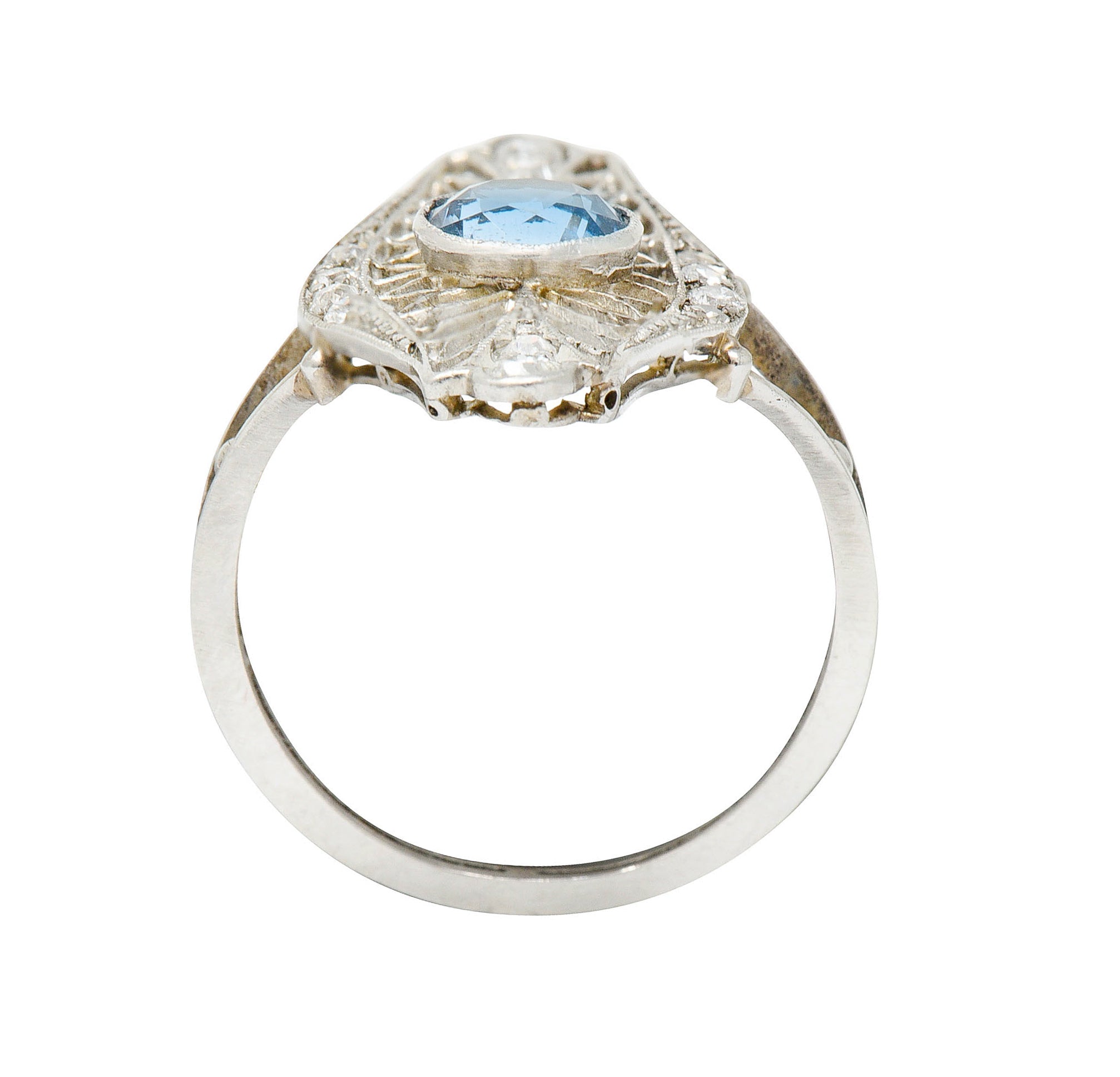 Edwardian 1.00 CTW Aquamarine Diamond Platinum Dinner RingRing - Wilson's Estate Jewelry