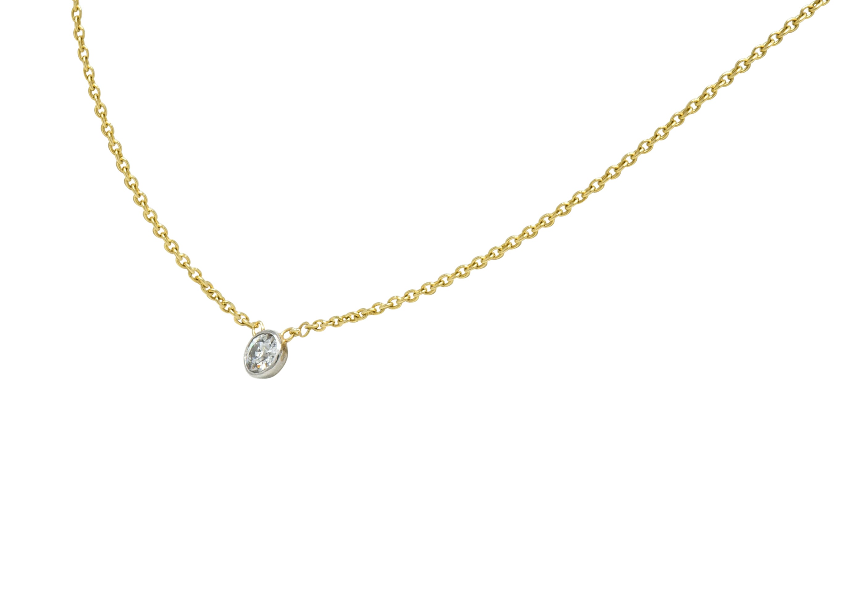 1990's Classic 0.35 CTW Diamond Solitaire 14 Karat Two-Tone Necklace - Wilson's Estate Jewelry