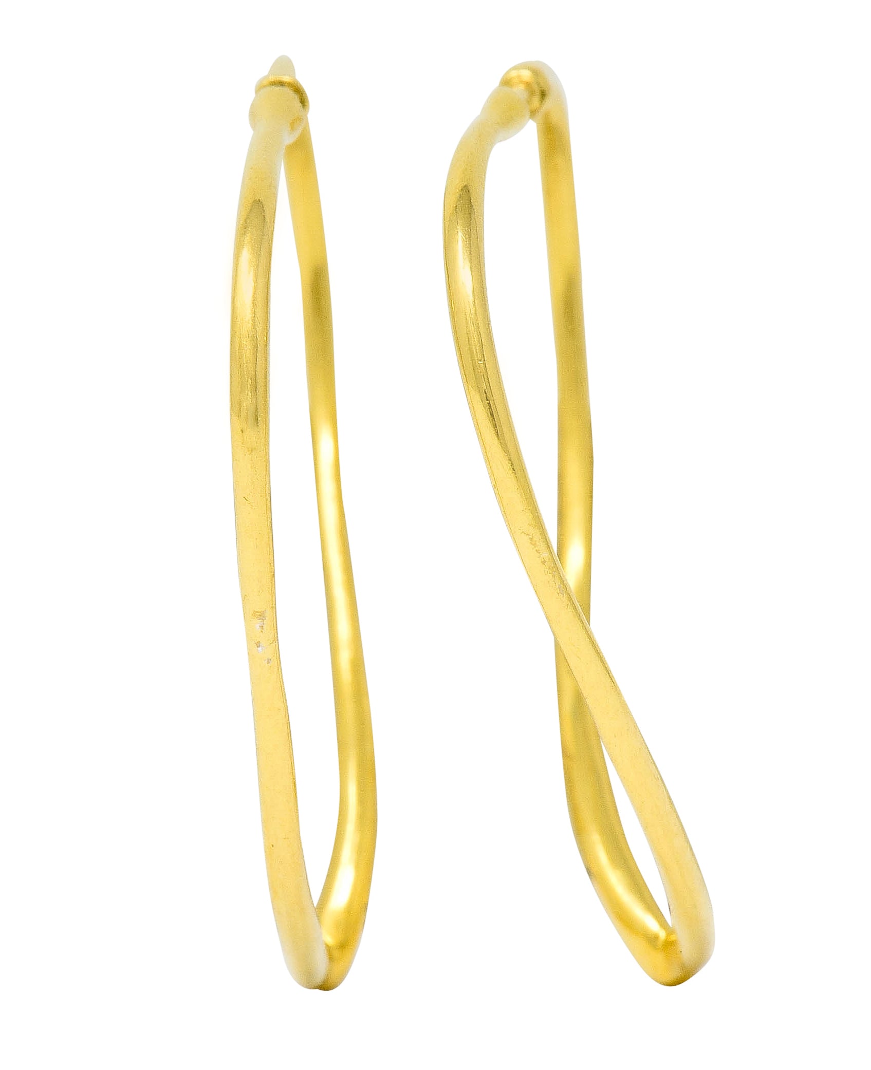 Elsa Peretti Tiffany & Co. 18 Karat Gold Open Heart Hoop Earrings - Wilson's Estate Jewelry