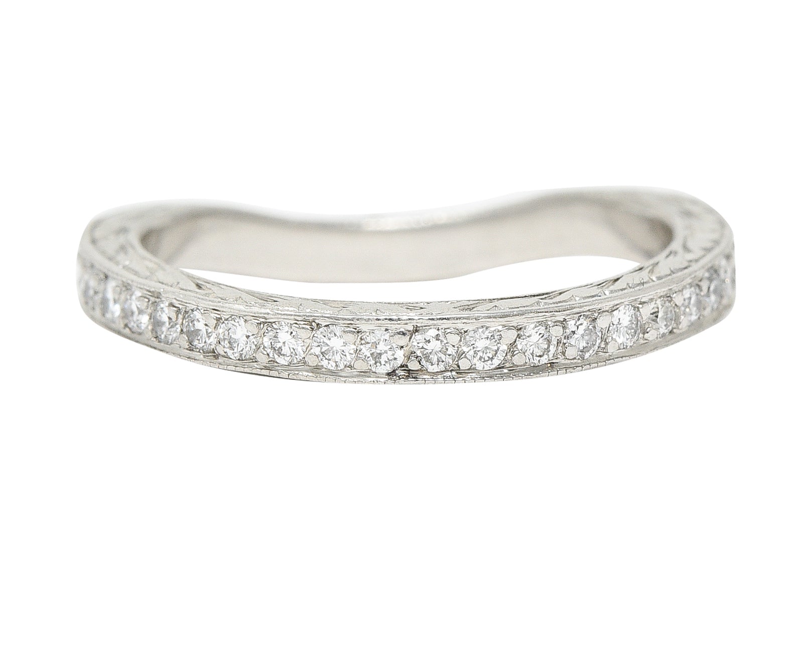 Mid-Century 0.63 CTW Diamond Platinum Garland Eternity Contour Band Vintage Ring Wilson's Estate Jewelry