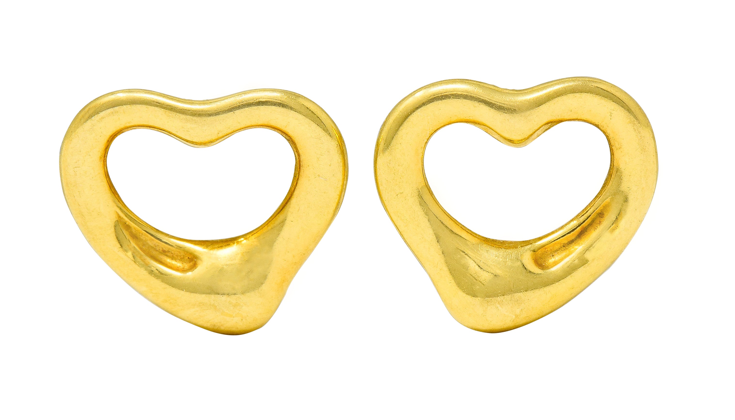 Elsa Peretti Tiffany & Co. 18 Karat Gold Open Heart Stud Earrings - Wilson's Estate Jewelry