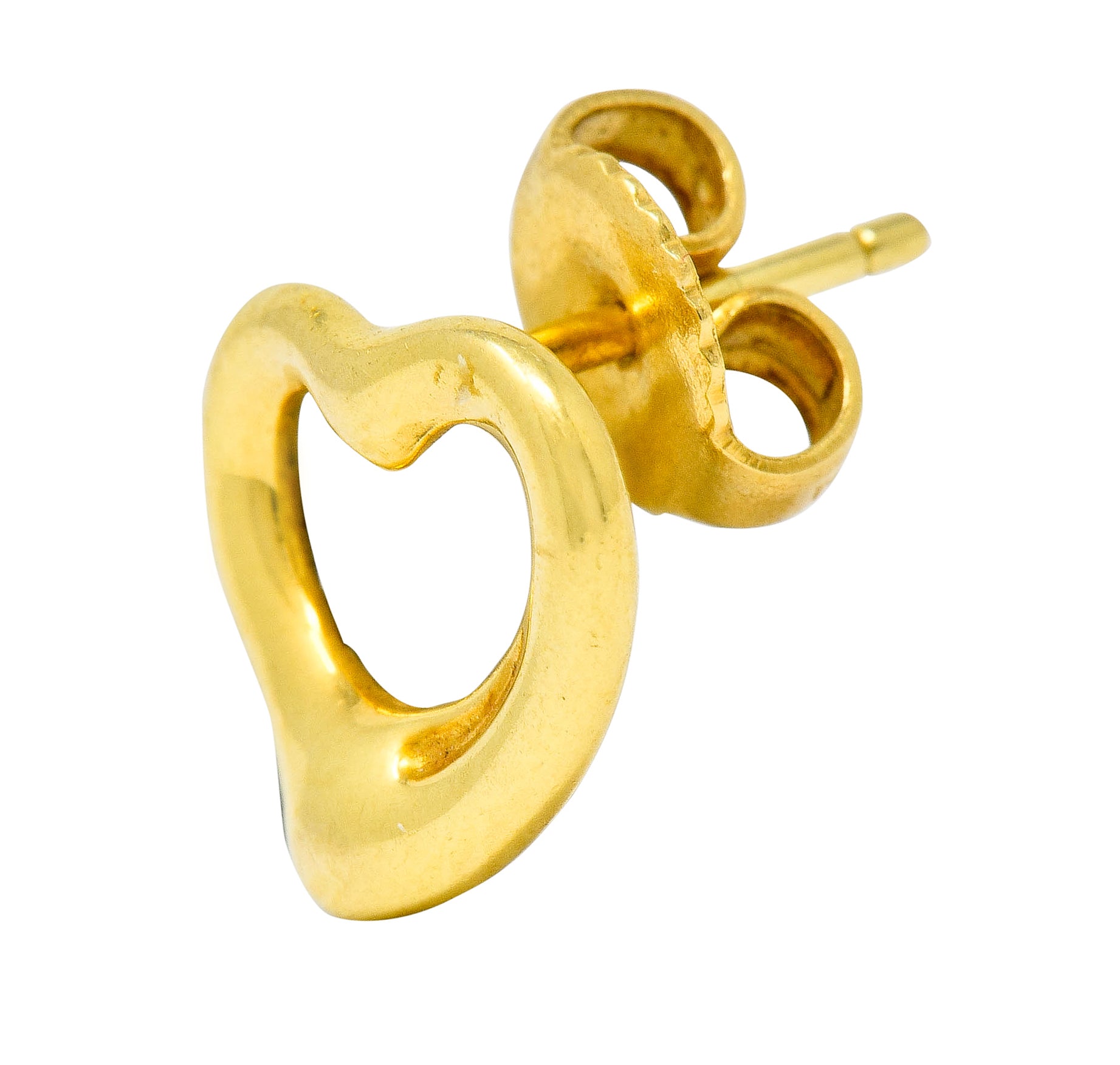 Elsa Peretti Tiffany & Co. 18 Karat Gold Open Heart Stud Earrings - Wilson's Estate Jewelry