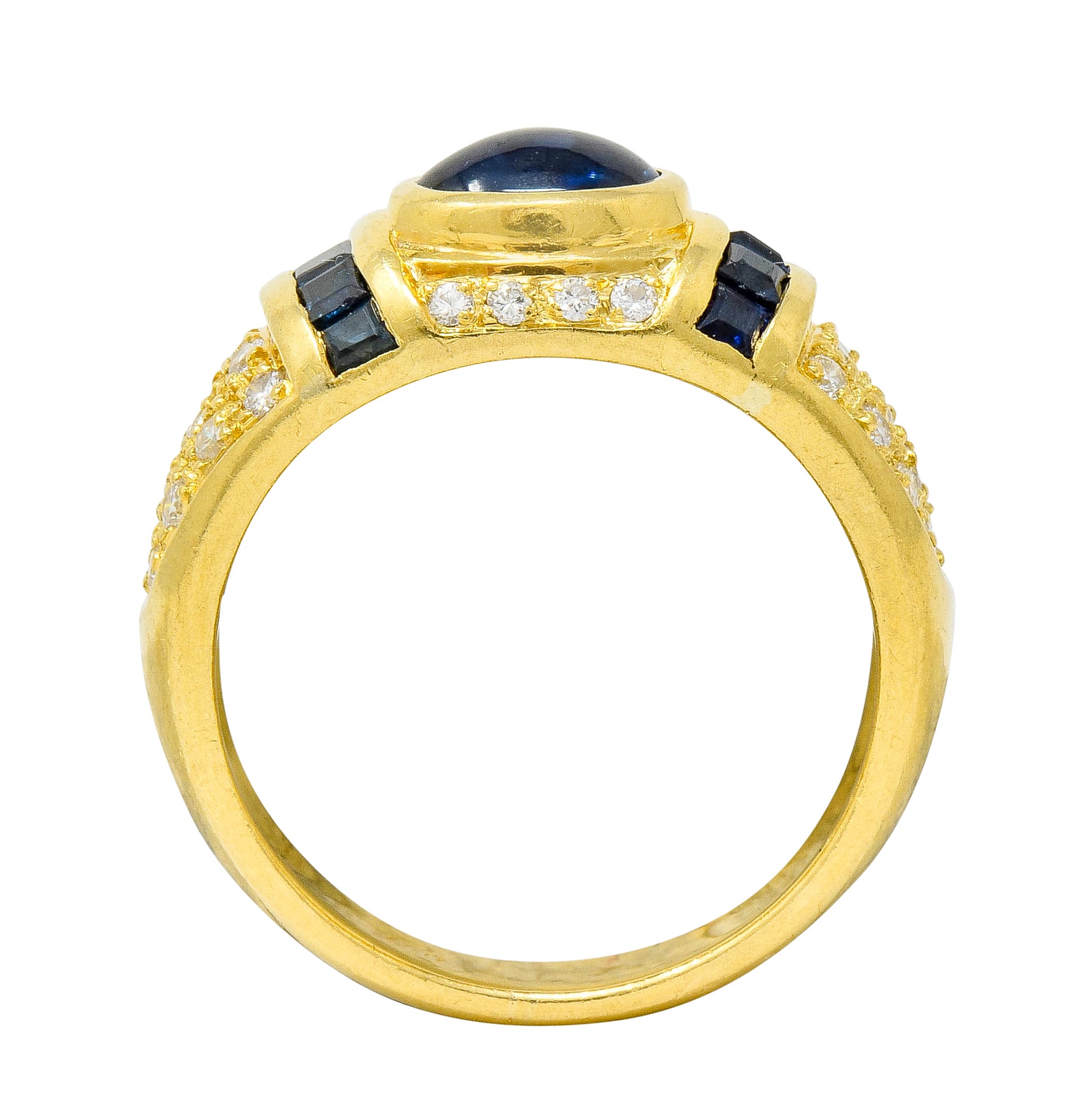 Vintage Sapphire Diamond 18 Karat Gold Cabochon Band Ring - Wilson's Estate Jewelry