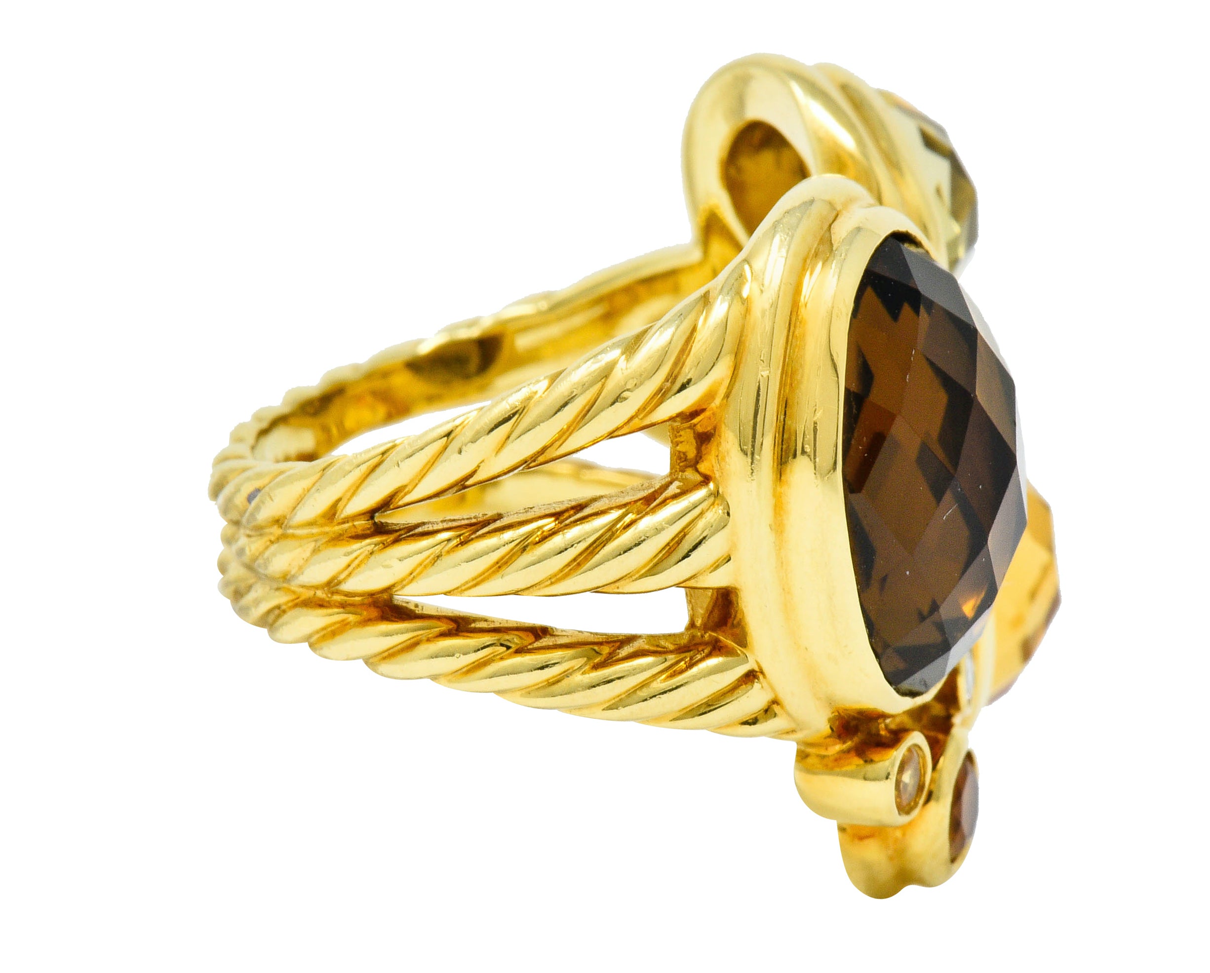 David Yurman Topaz Citrine Multi-Gem 18 Karat Gold Mosaic Cluster RingRing - Wilson's Estate Jewelry