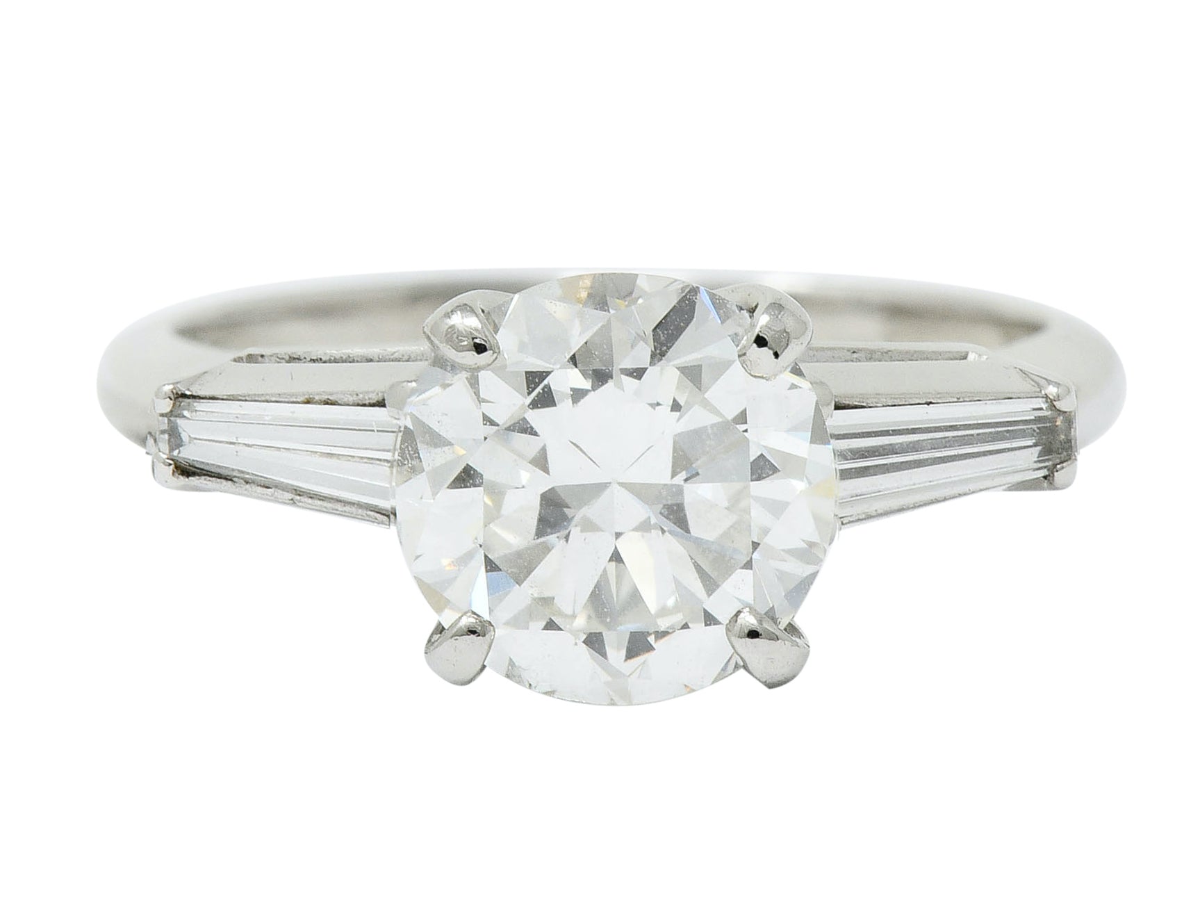 1950's Mid-Century 2.22 CTW Diamond Platinum Engagement Ring GIA - Wilson's Estate Jewelry