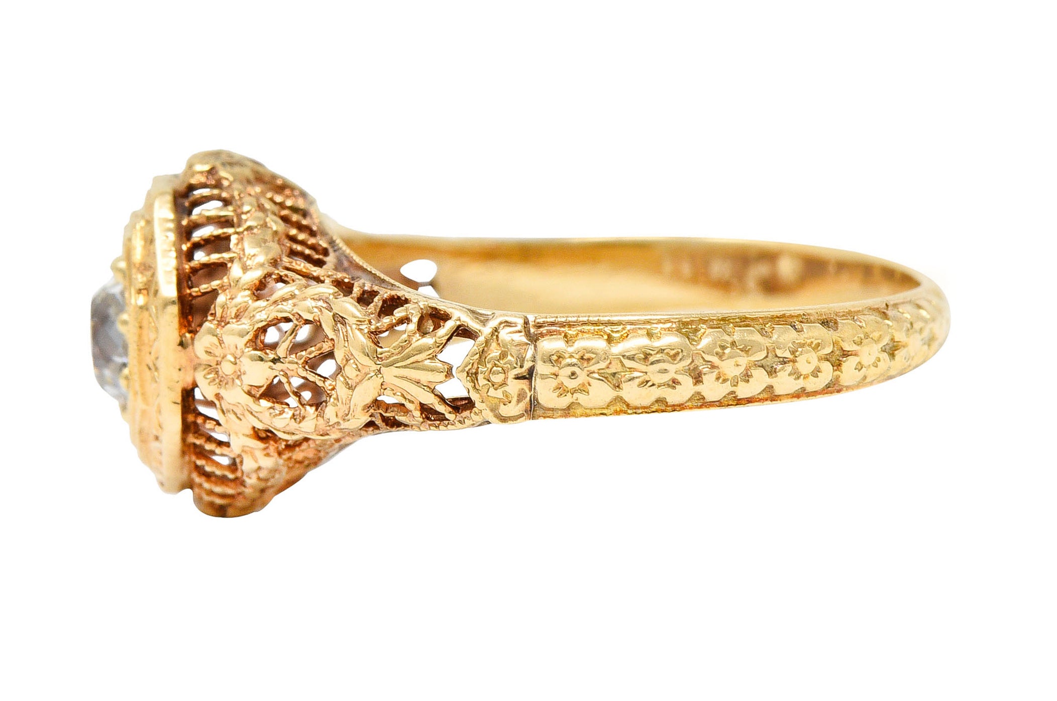 Early Edwardian 0.35 CTW Diamond 14 Karat Yellow Gold Engagement RingRing - Wilson's Estate Jewelry