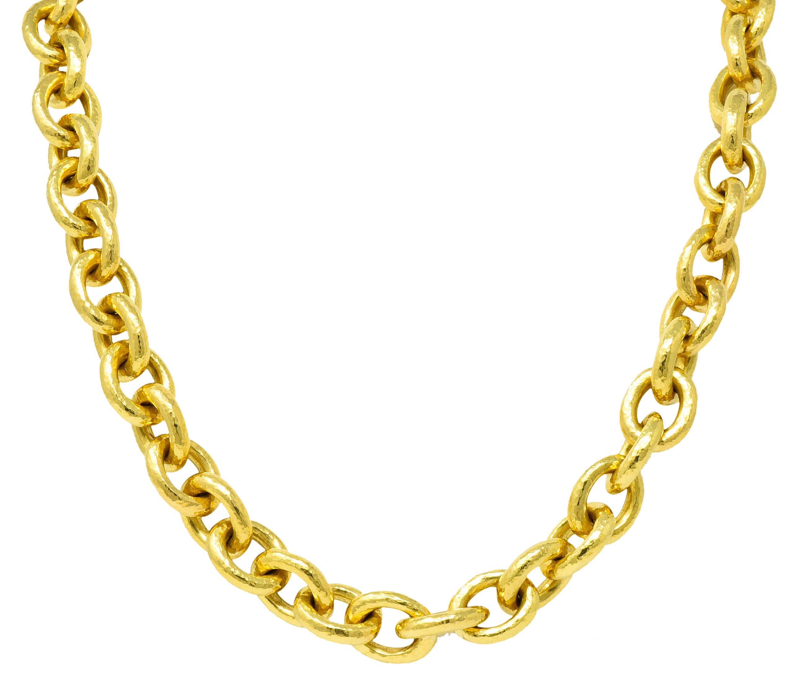 Elizabeth Locke Ruby 19 Karat Gold Hammered Curb Link Chain Collar NecklaceNecklace - Wilson's Estate Jewelry