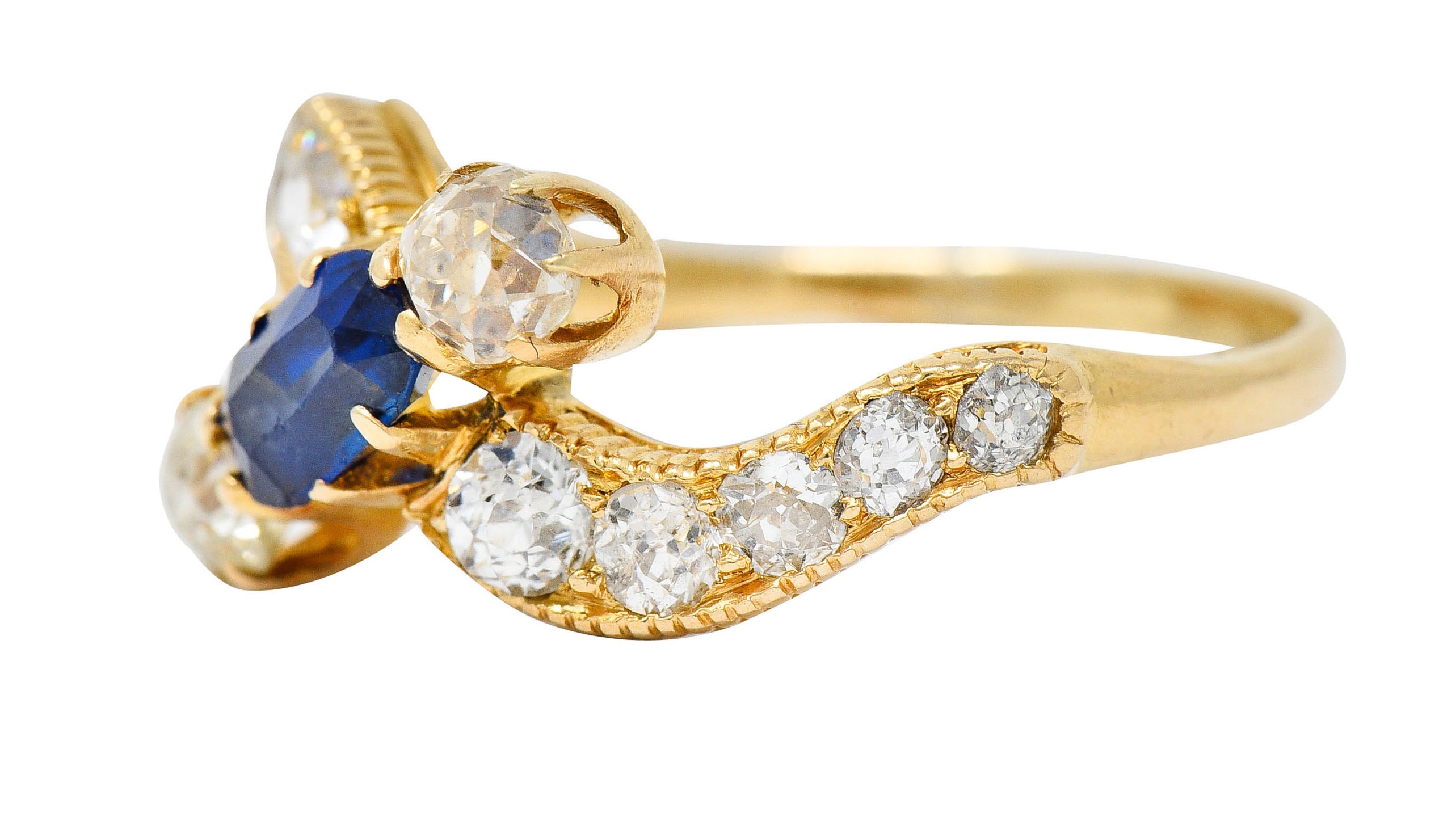 Schumann 1.45 CTW Sapphire Diamond 14 Karat Gold Bypass RingRing - Wilson's Estate Jewelry