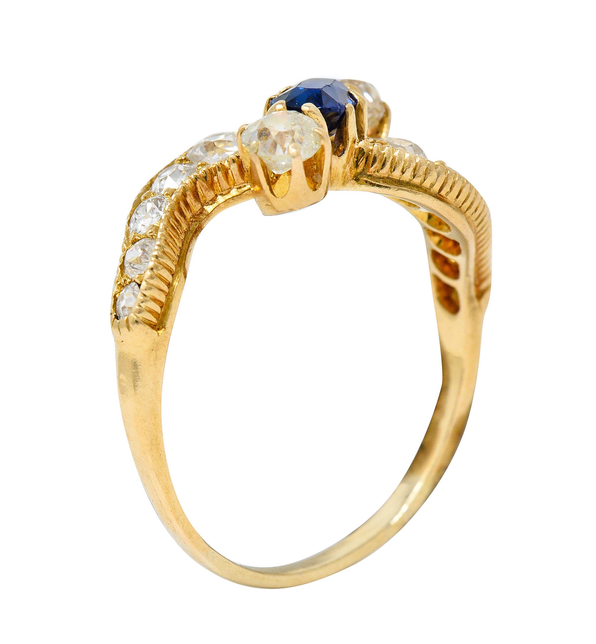 Schumann 1.45 CTW Sapphire Diamond 14 Karat Gold Bypass RingRing - Wilson's Estate Jewelry