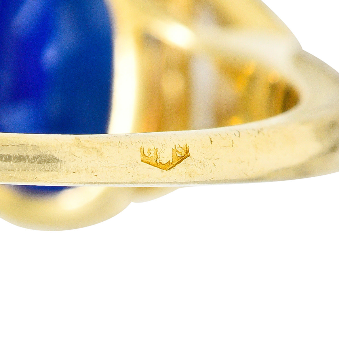 1990's French 5.92 CTW Madagascar Sapphire Diamond 18 Karat Yellow Gold Vintage Ring GIA Wilson's Estate Jewelry