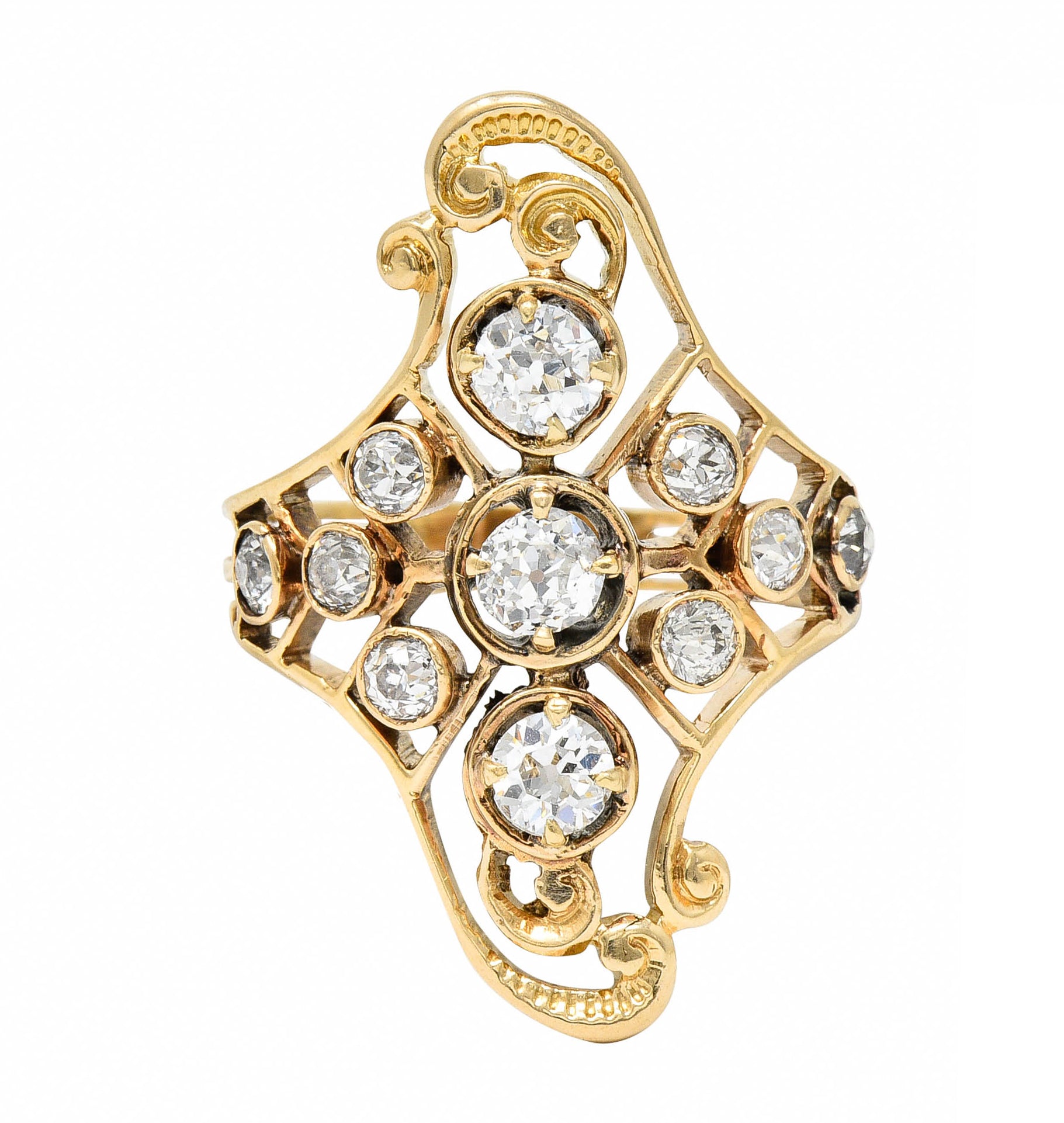 Arts & Crafts 1.08 CTW Diamond 14 Karat Gold Dinner RingRing - Wilson's Estate Jewelry