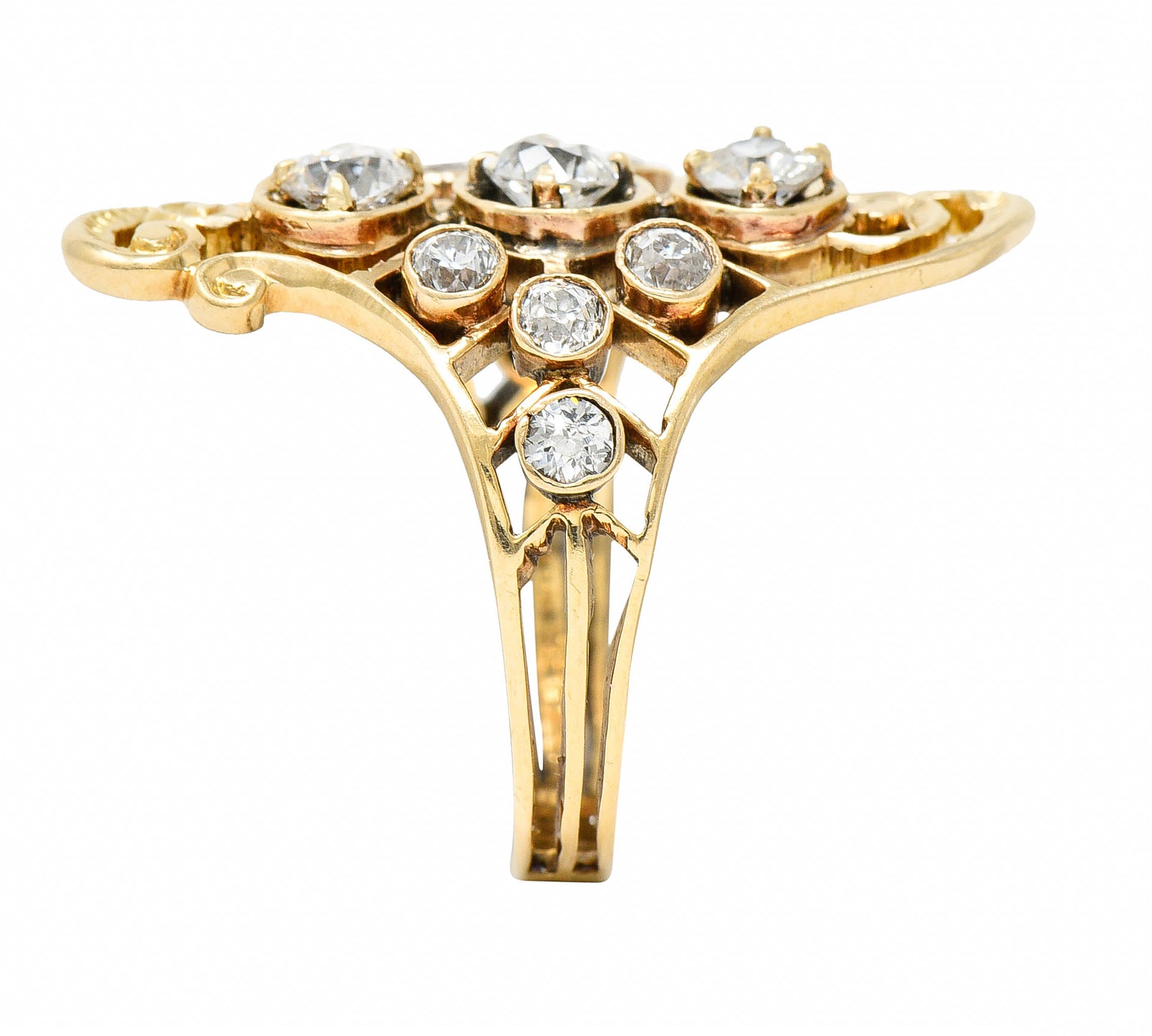 Arts & Crafts 1.08 CTW Diamond 14 Karat Gold Dinner RingRing - Wilson's Estate Jewelry