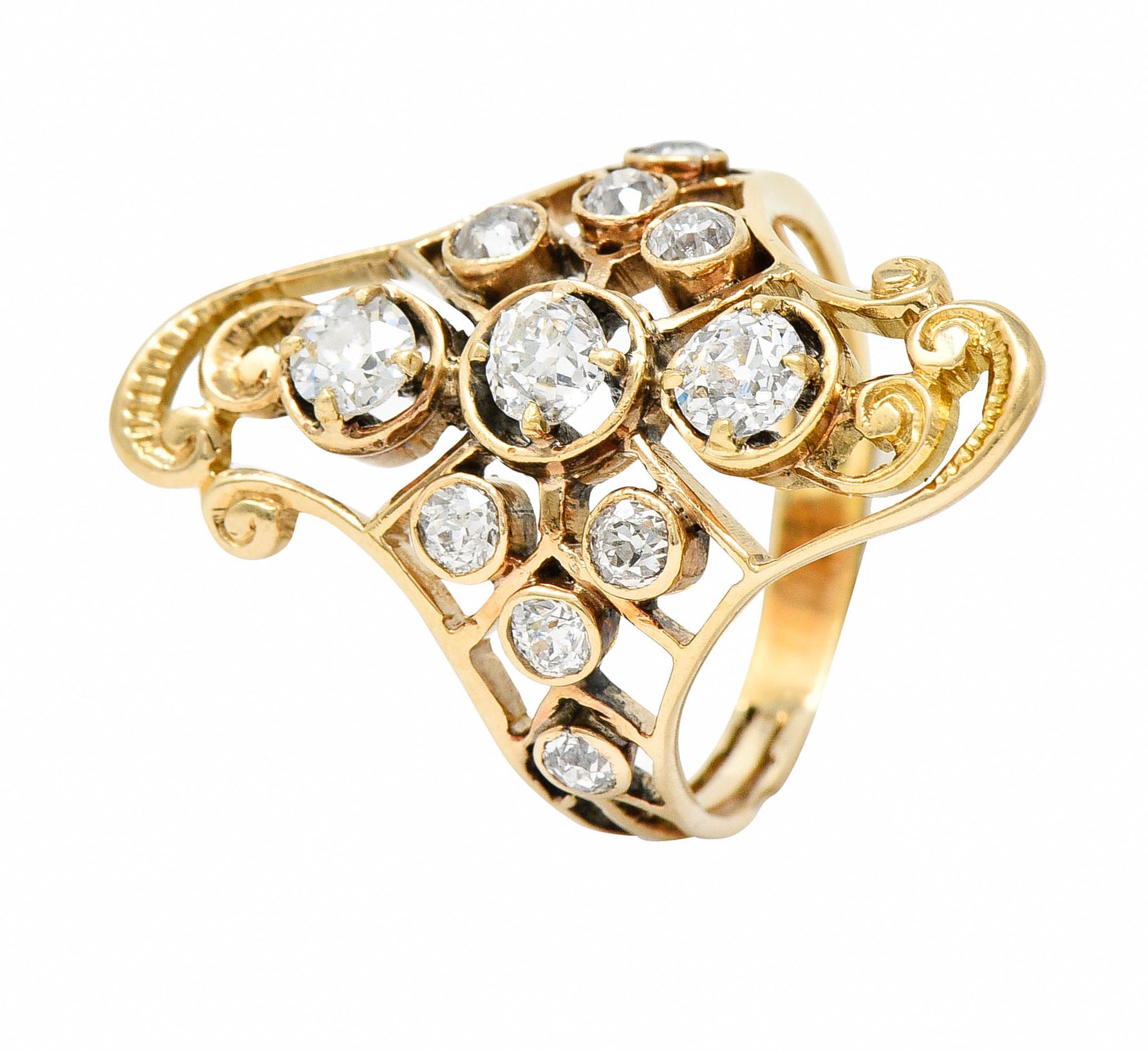 Arts & Crafts 1.08 CTW Diamond 14 Karat Gold Dinner RingRing - Wilson's Estate Jewelry