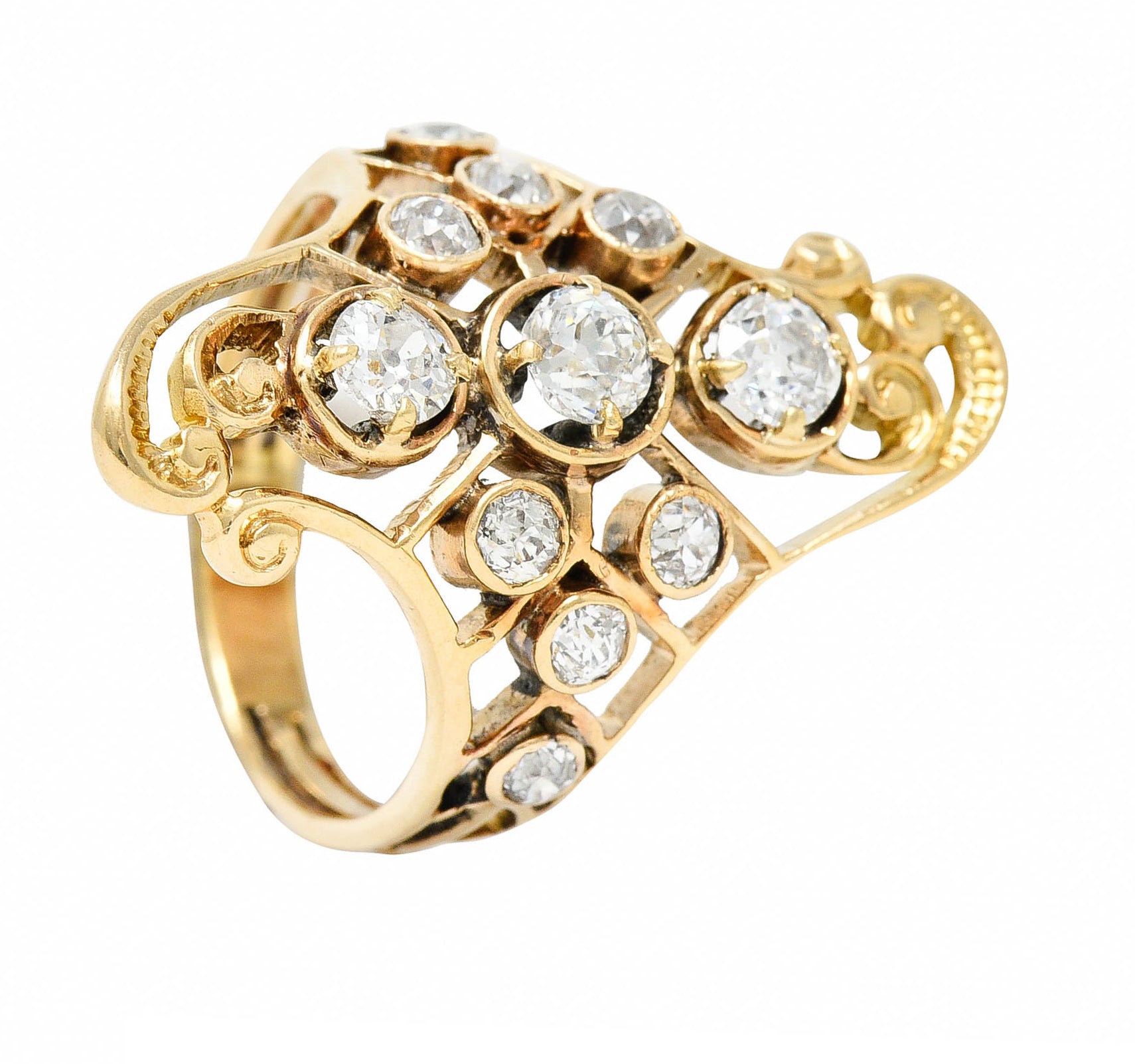 Arts & Crafts 1.08 CTW Diamond 14 Karat Gold Dinner RingRing - Wilson's Estate Jewelry